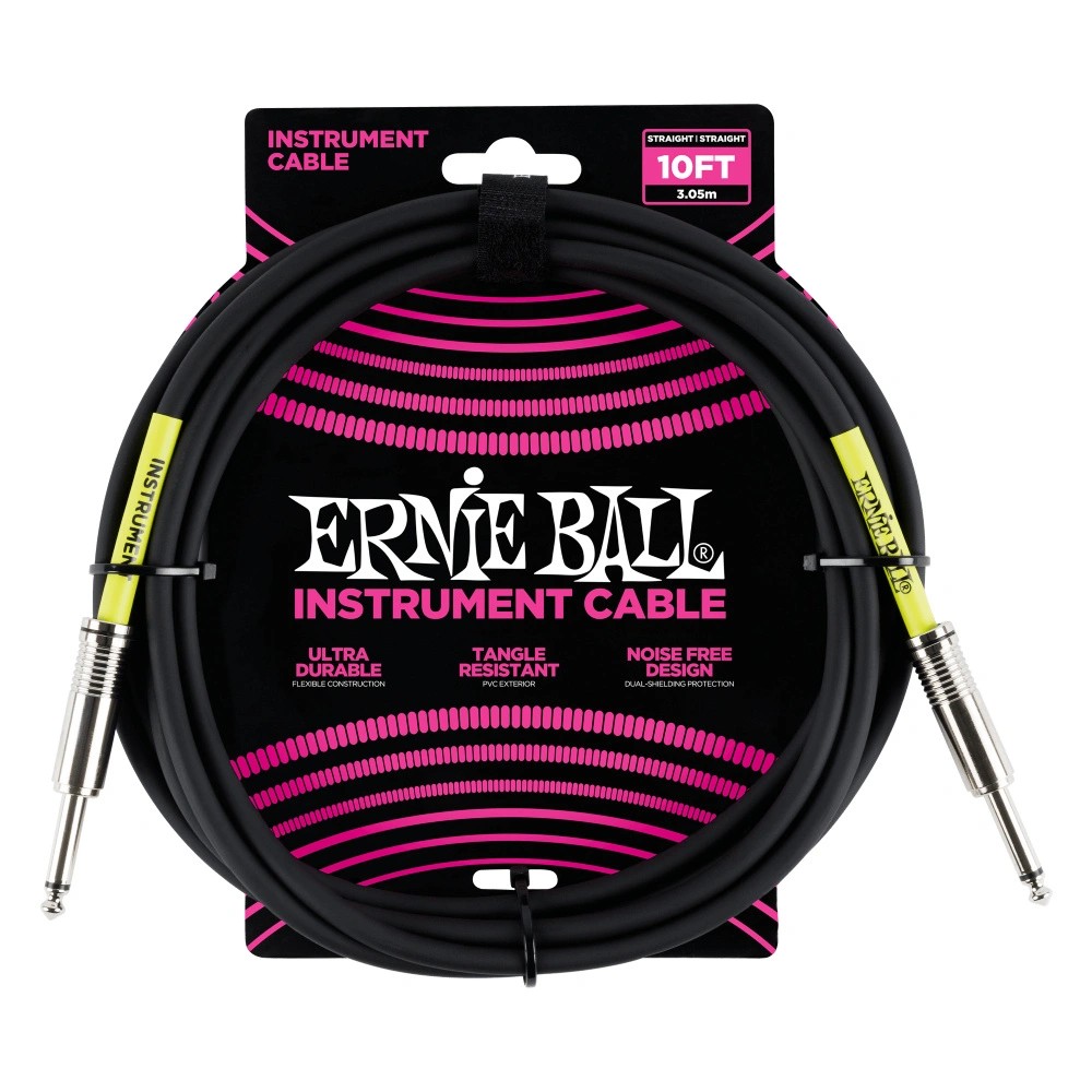 ERNIE BALL P06048 Düz/Düz Siyah 10ft(3 m.) Enstrüman Kablosu