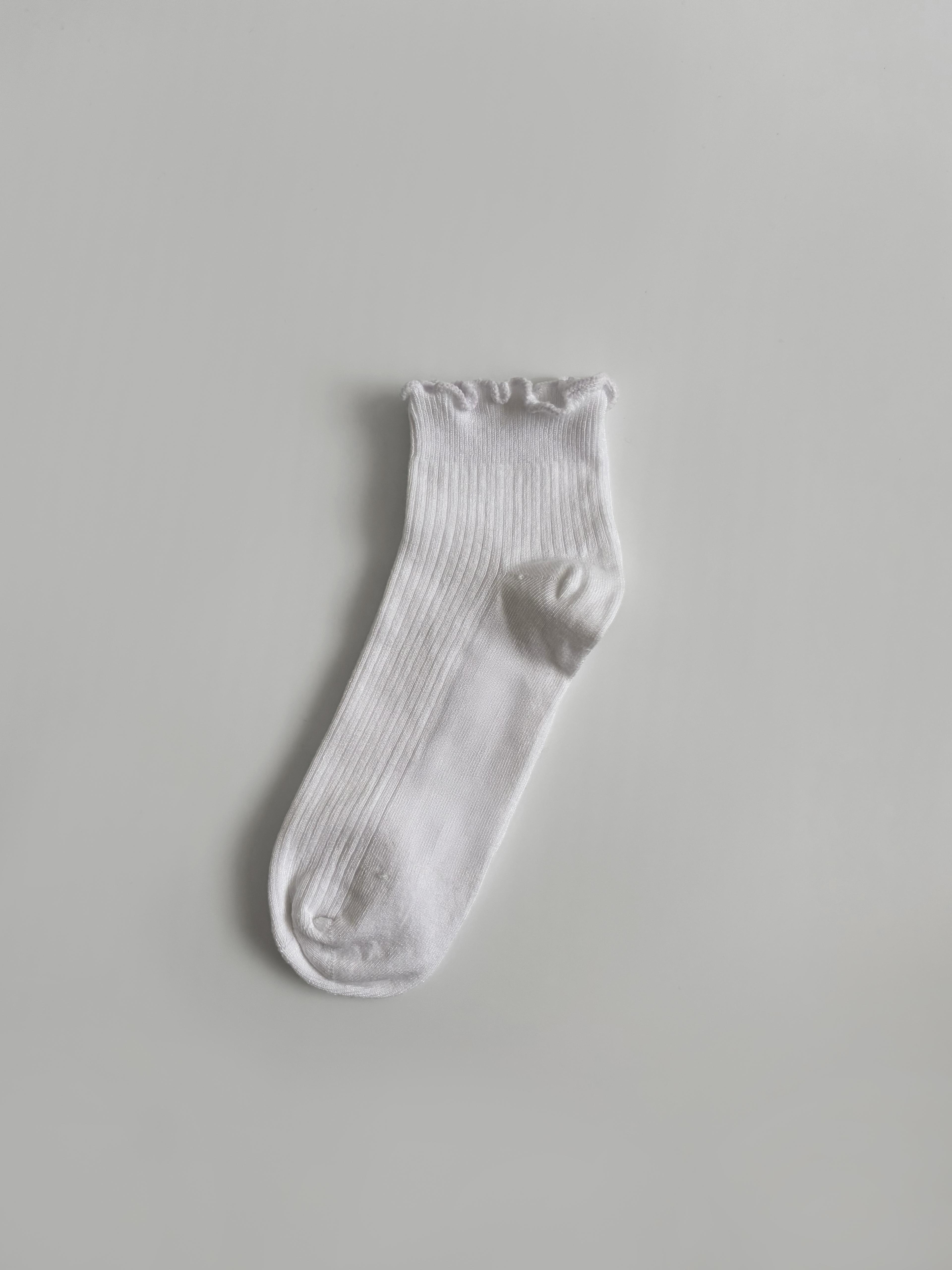Ruffly Bambu Çorap - Beyaz