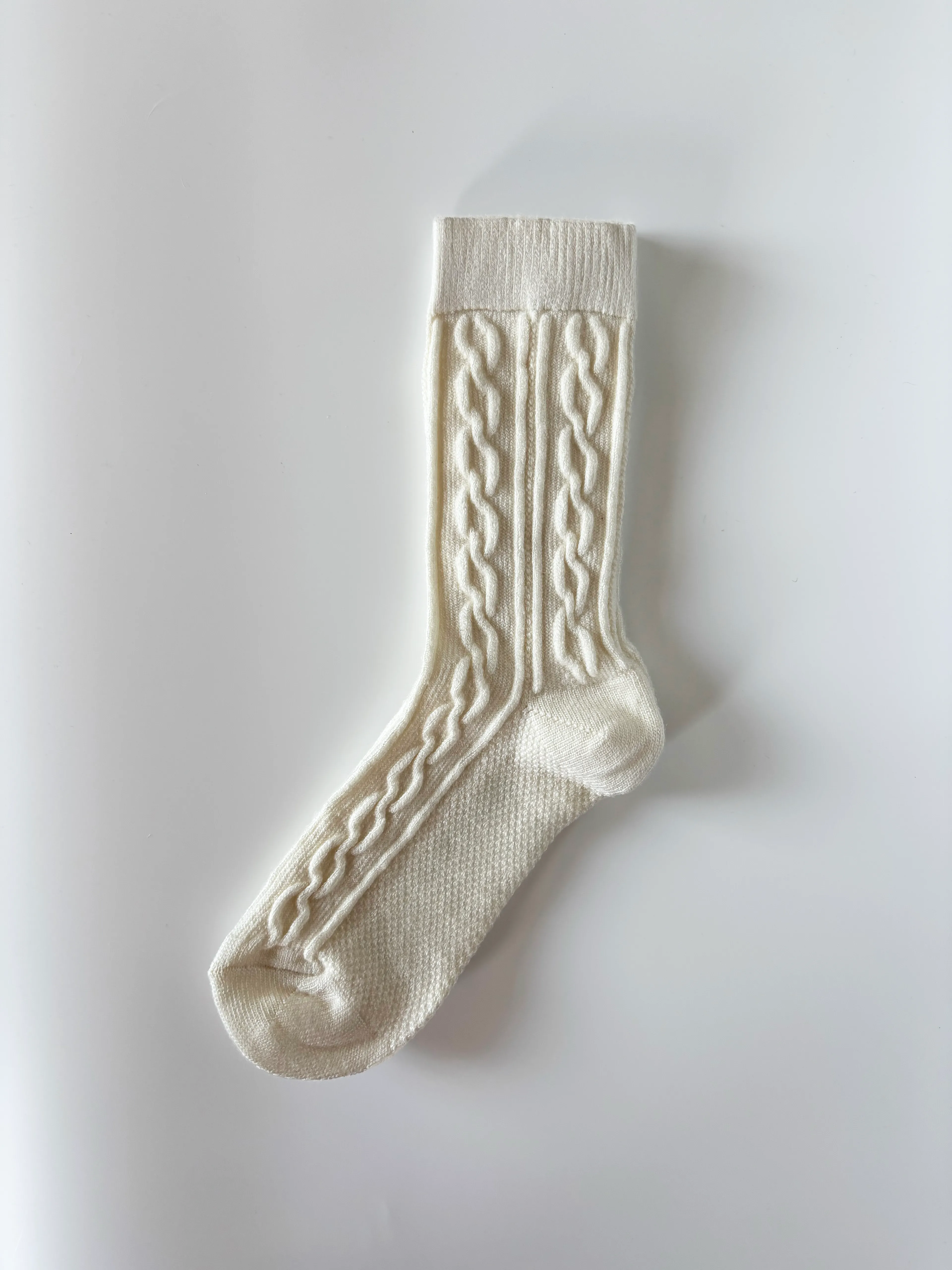 Puffy Yünlü Çorap - Ekru