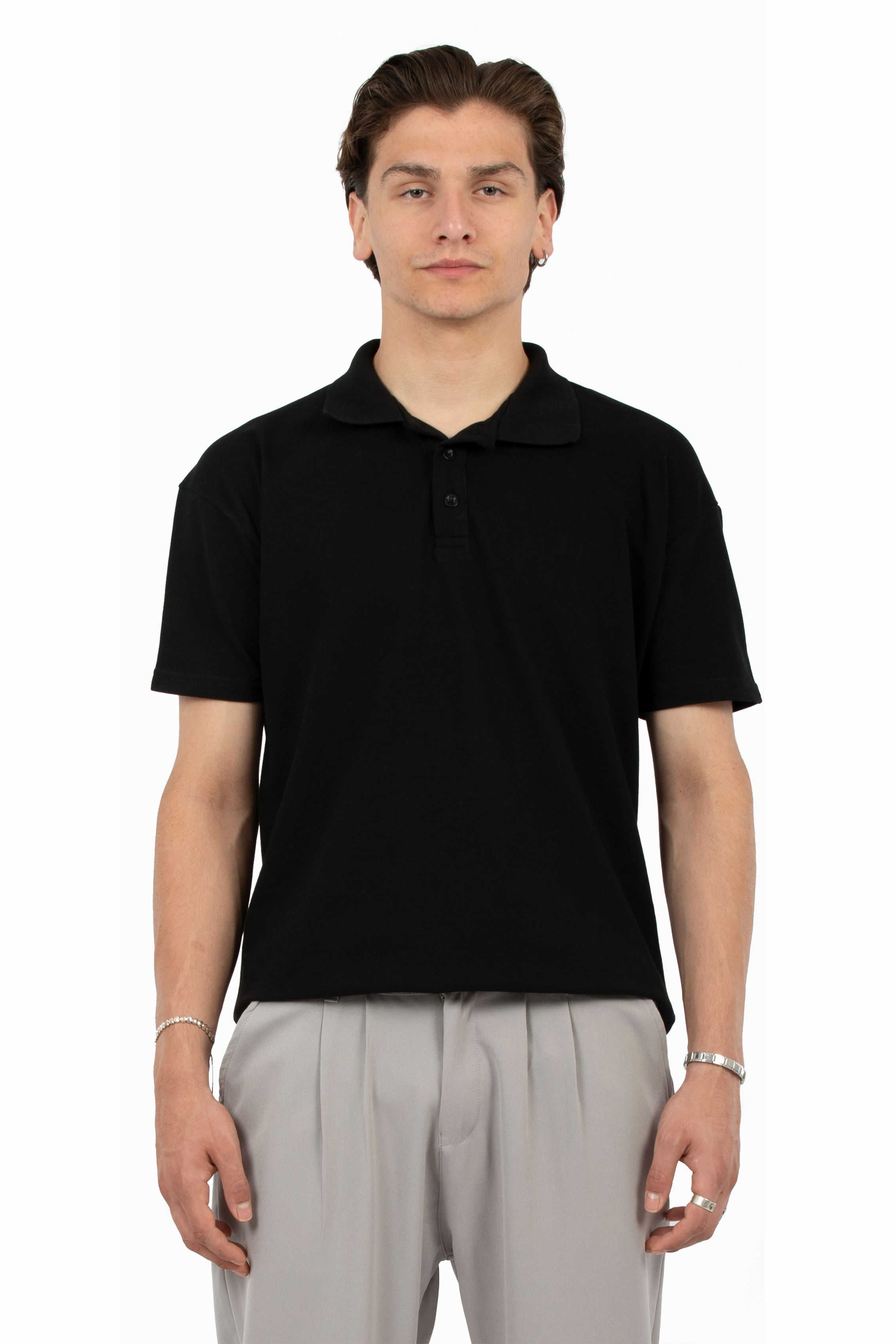 Regular Fit Basic Polo Yaka Tişört - Siyah