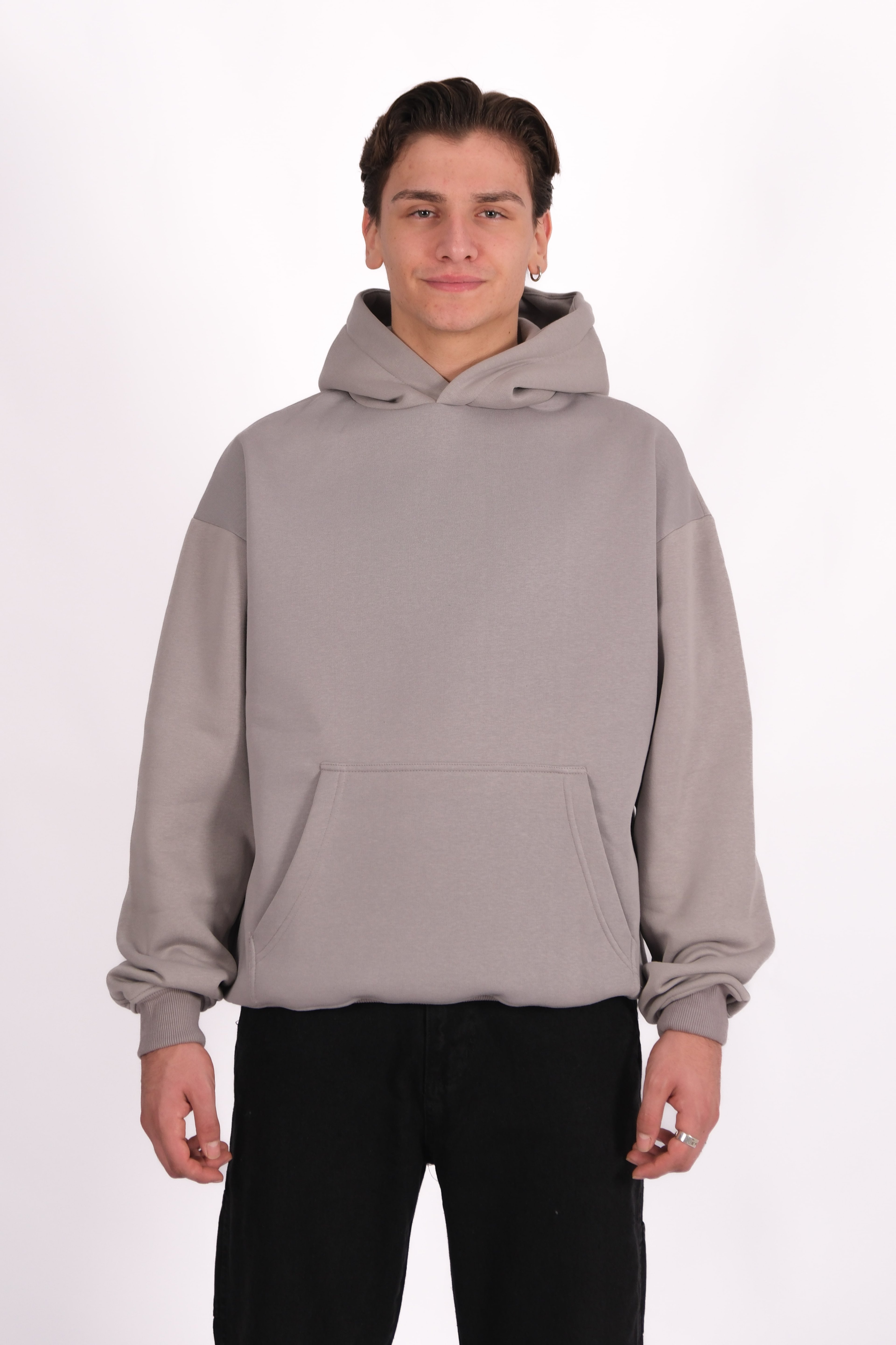 Basic Oversize Hoodie  - Gri