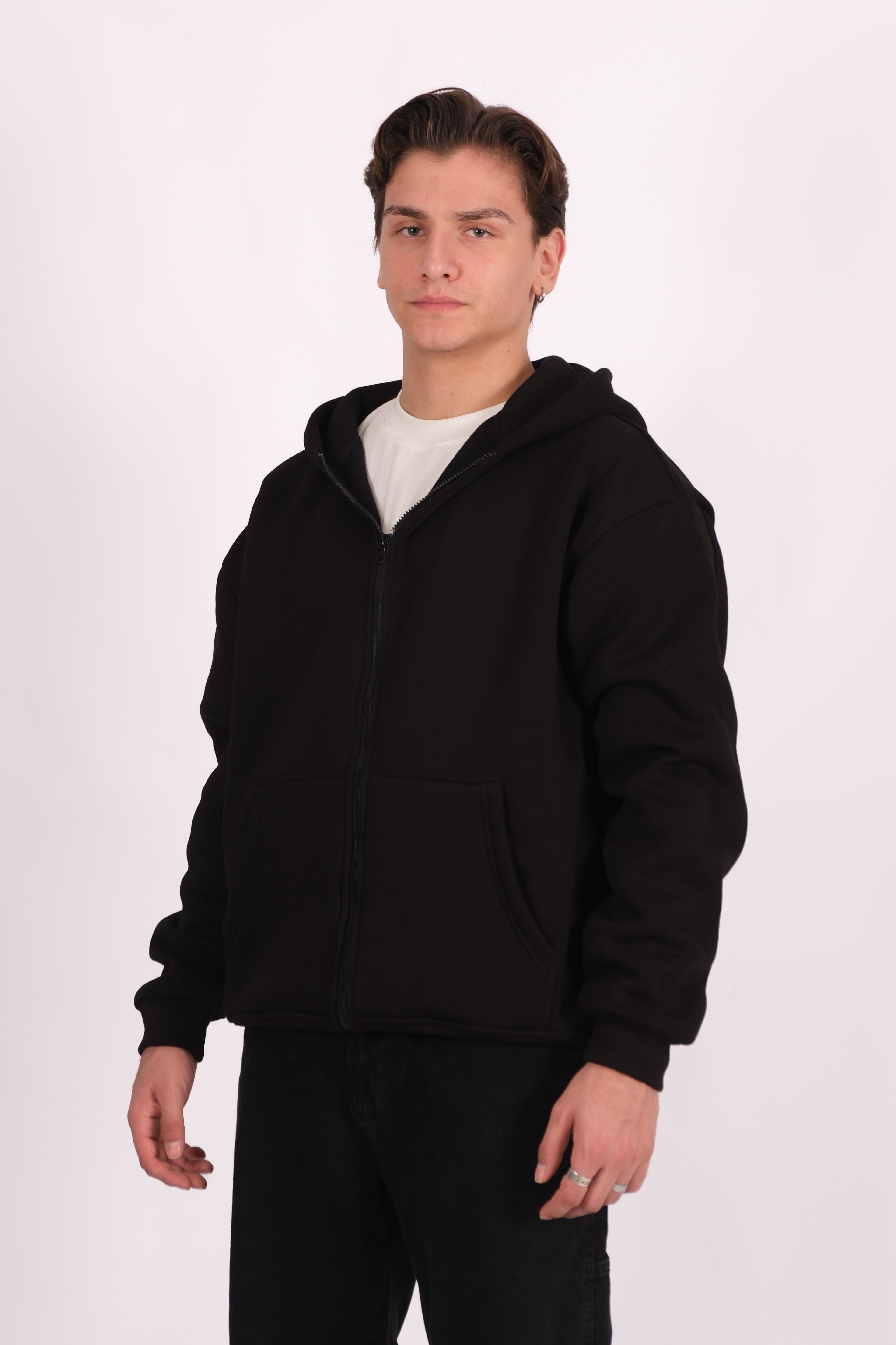 Basic Zip Hoodie - Siyah