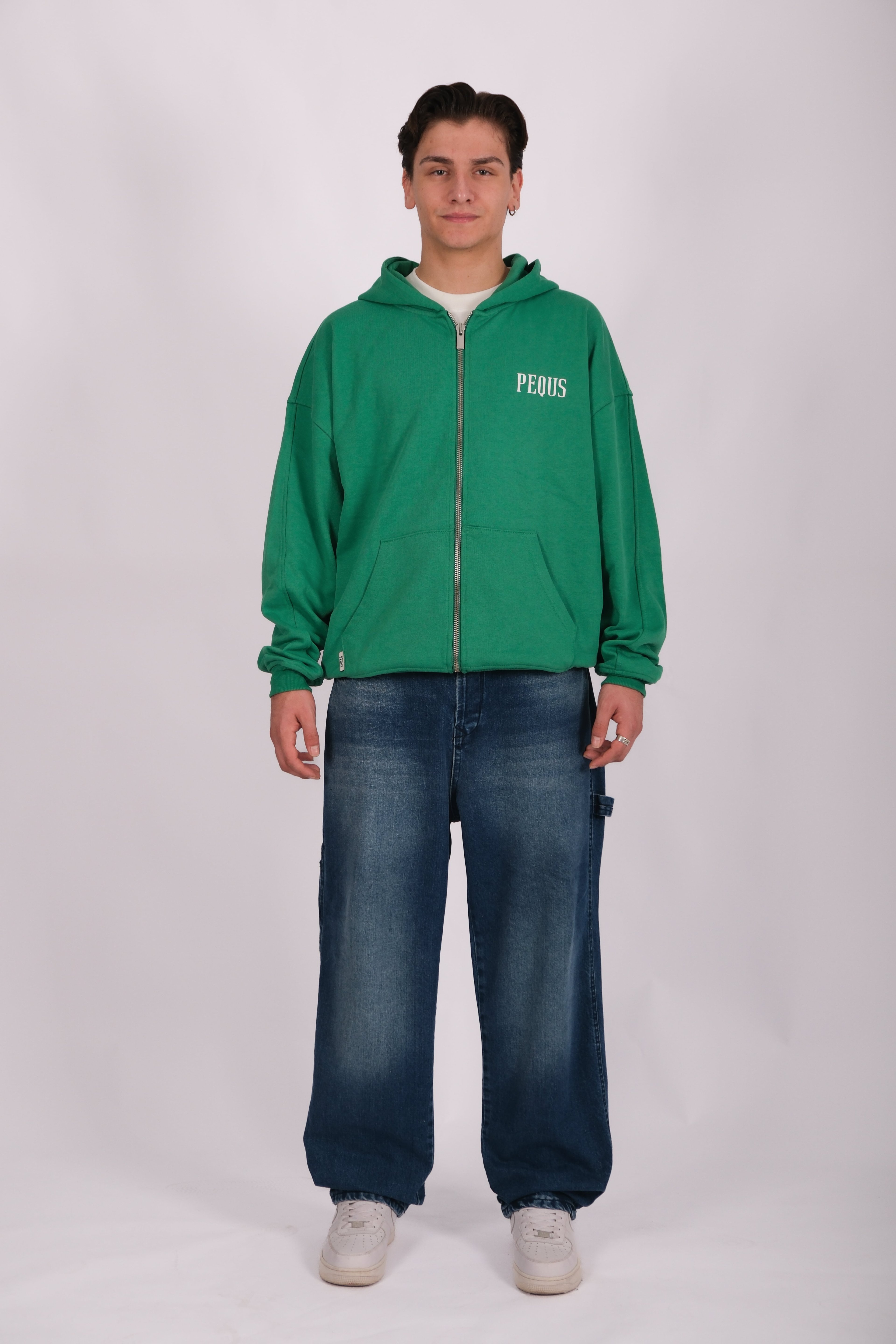 Yeşil Full-Zip Premium Oversize Hoodie