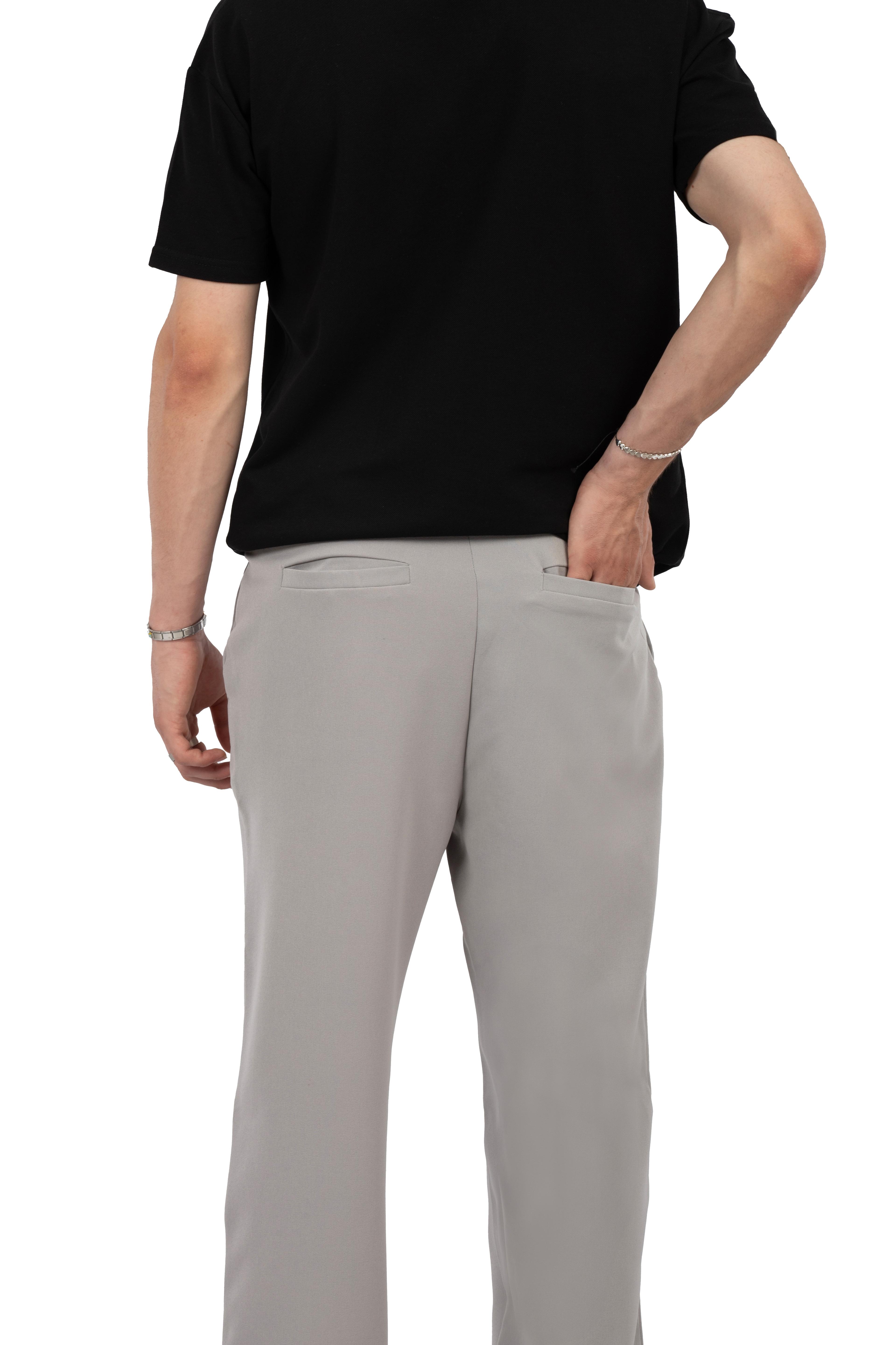 Relax Fit Pileli Basic Kumaş Pantolon - Gri