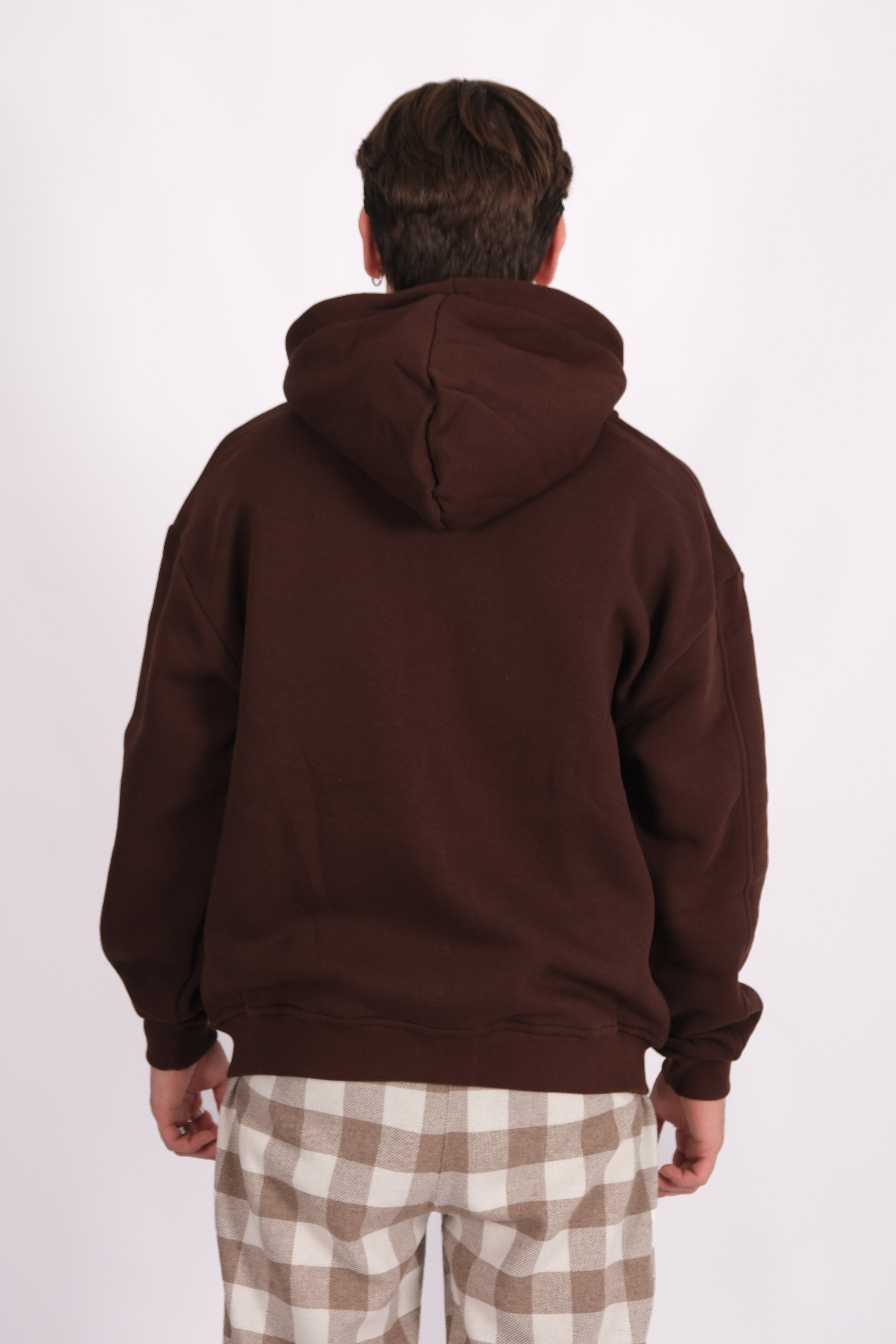 Basic Zip Hoodie - Kahverengi