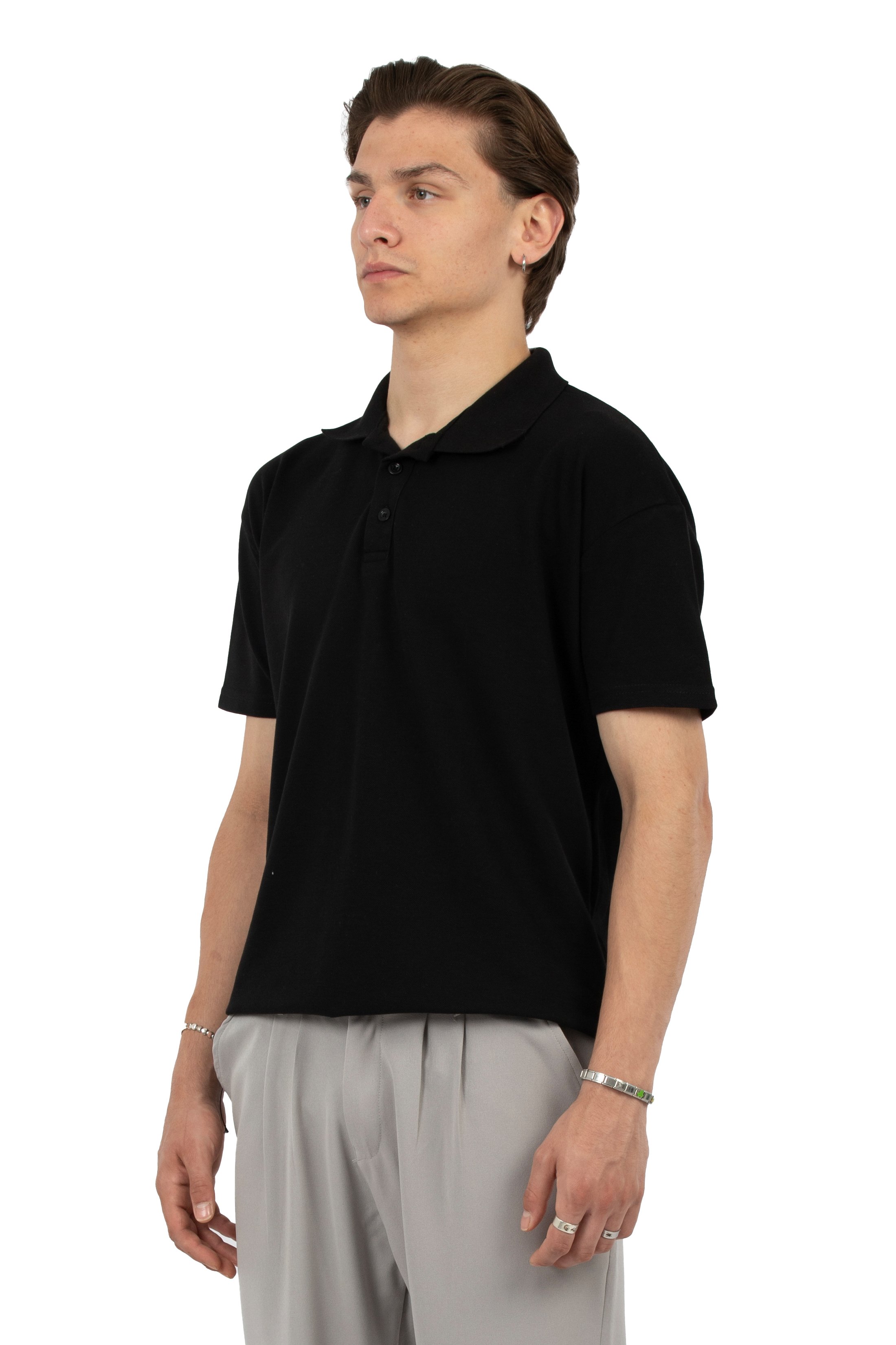 Regular Fit Basic Polo Yaka Tişört - Siyah