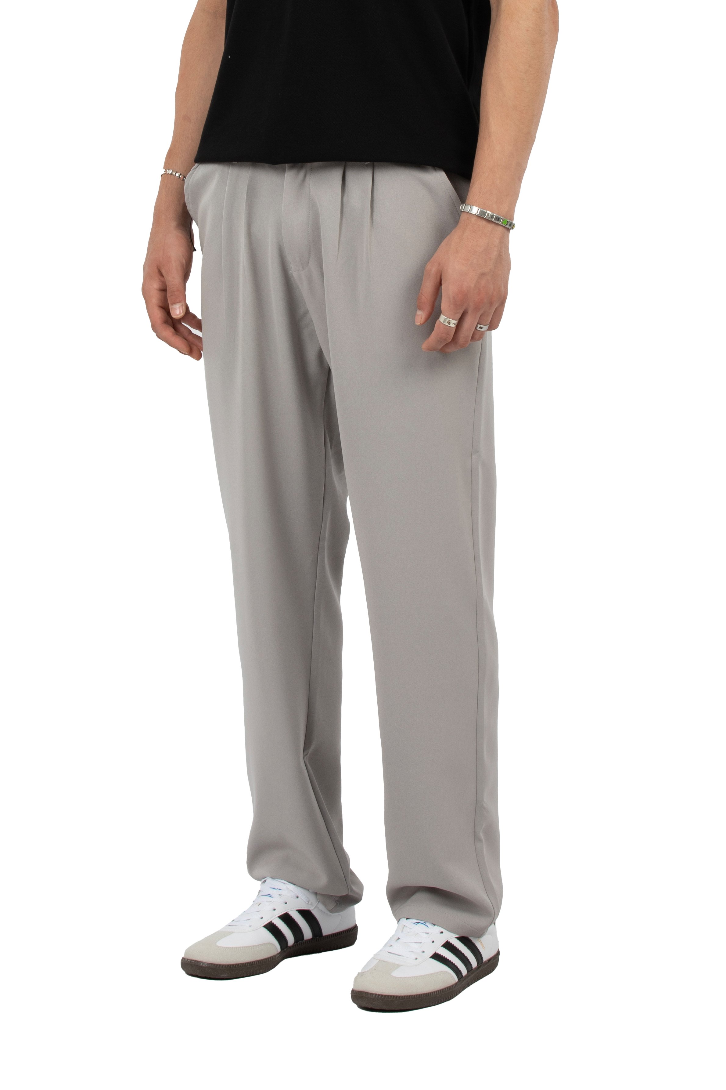 Relax Fit Pileli Basic Kumaş Pantolon - Gri