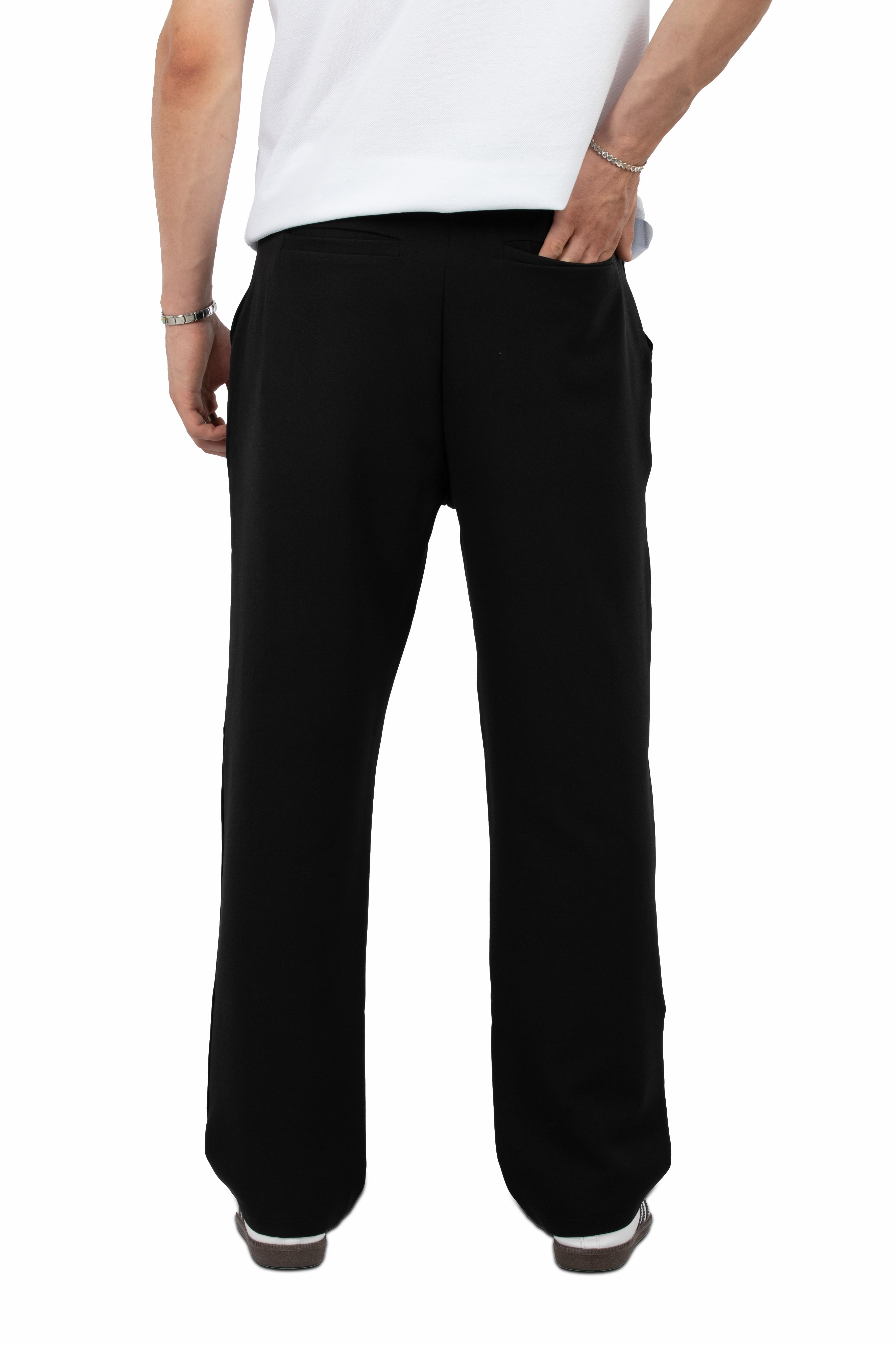 Relax Fit Pileli Basic Kumaş Pantolon - Siyah