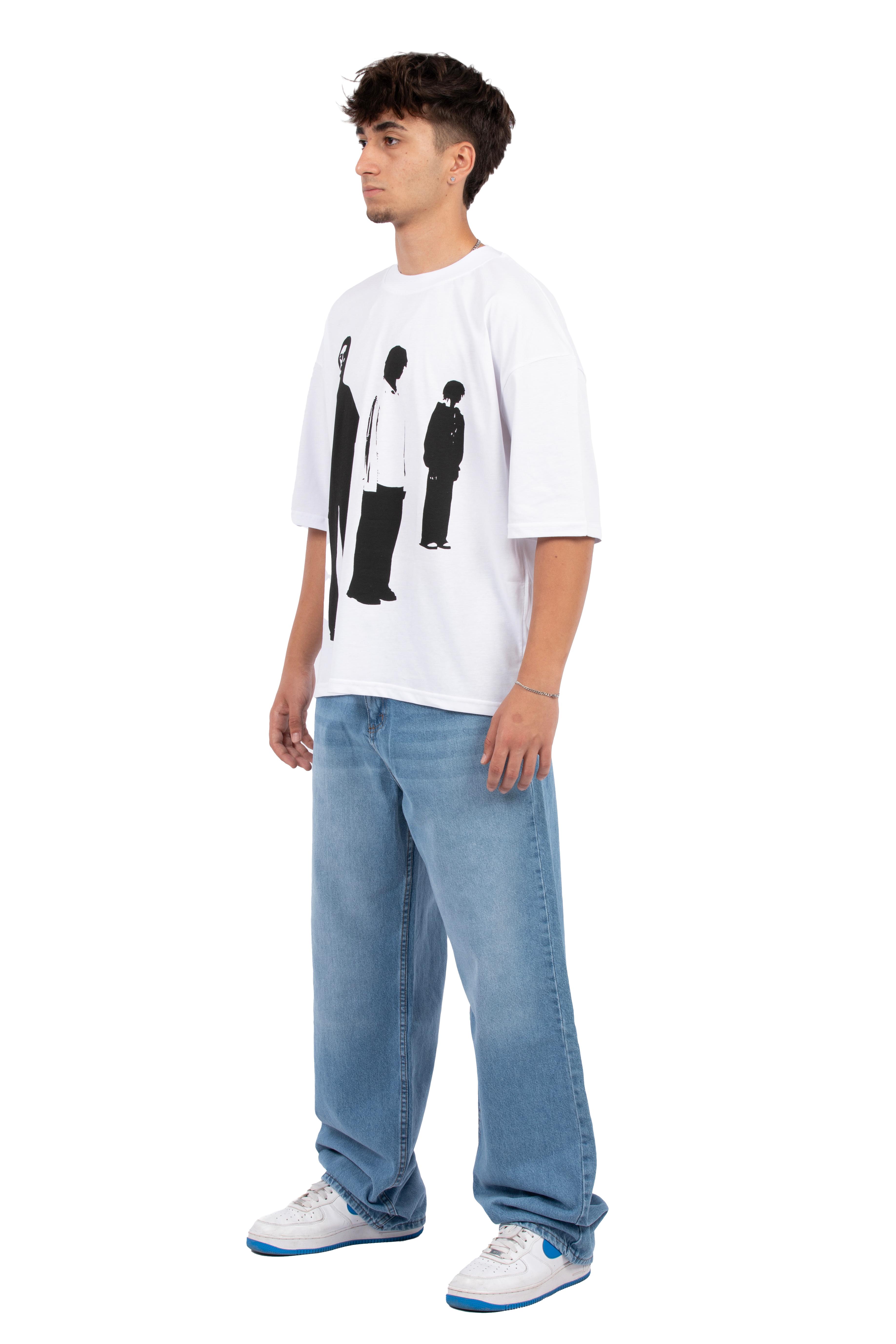 Urban Silence Baskılı Oversize Tişört - Beyaz