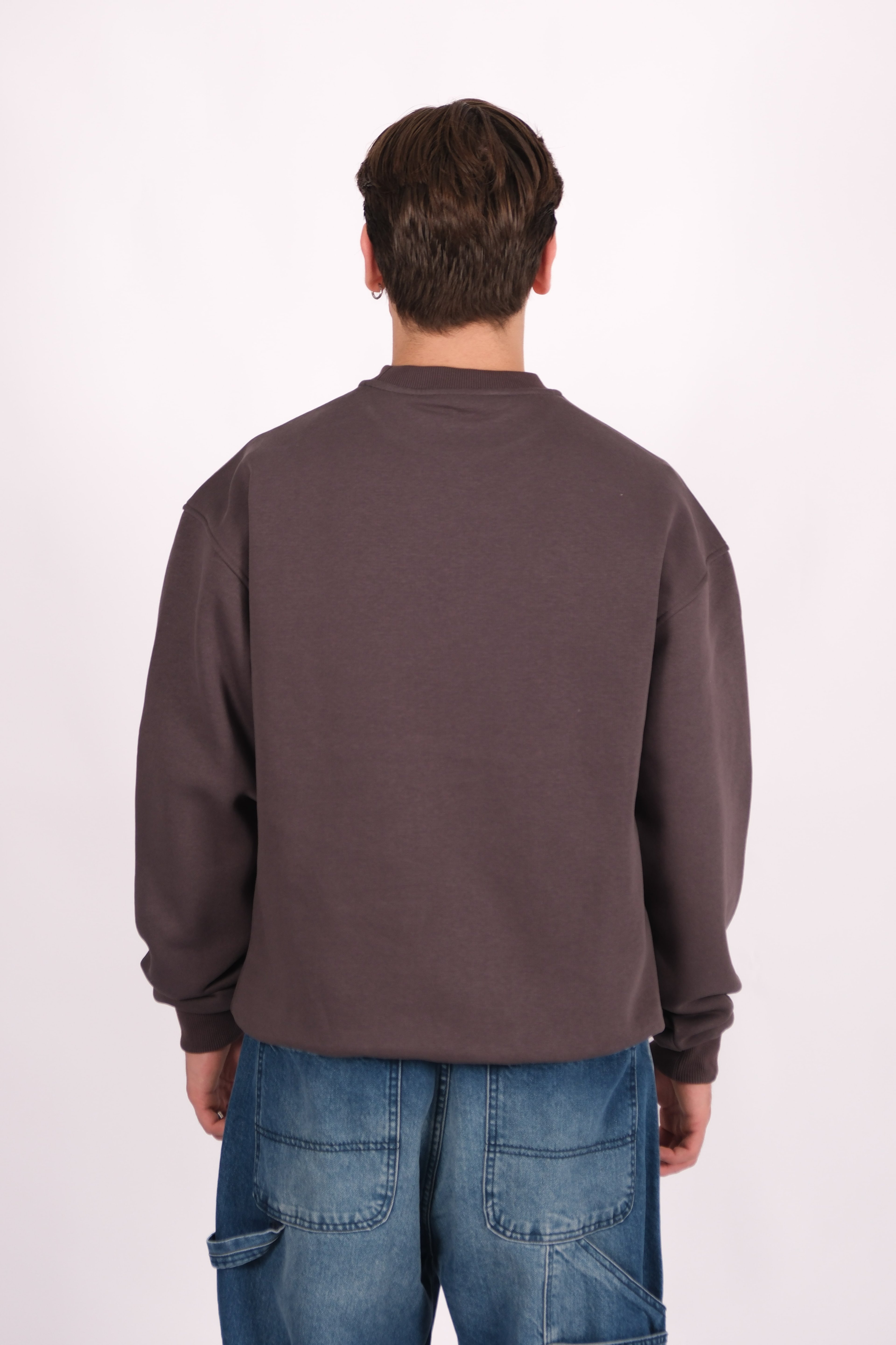 Bisiklet Yaka Basic Oversize Sweatshirt - Antrasit