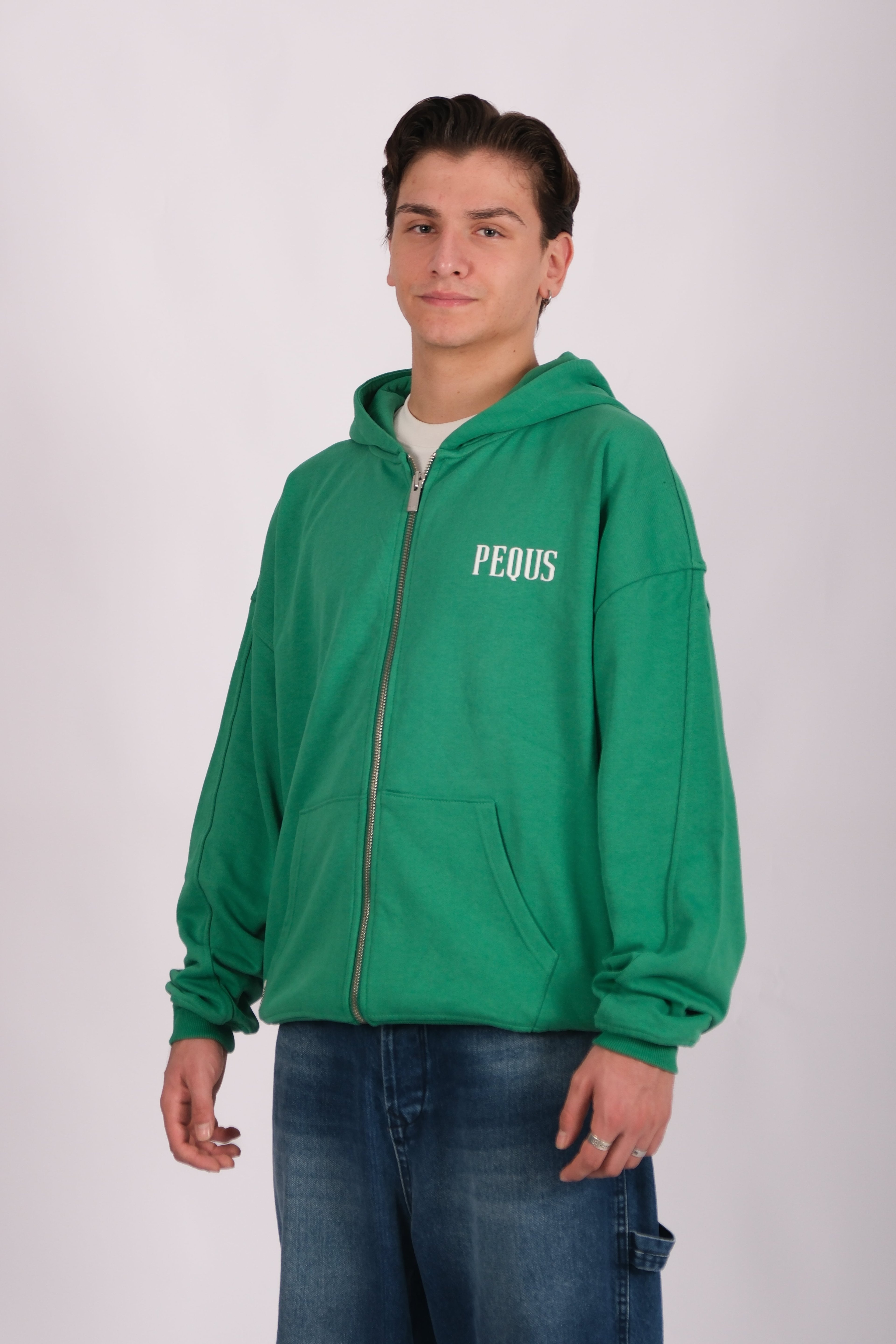 Yeşil Full-Zip Premium Oversize Hoodie