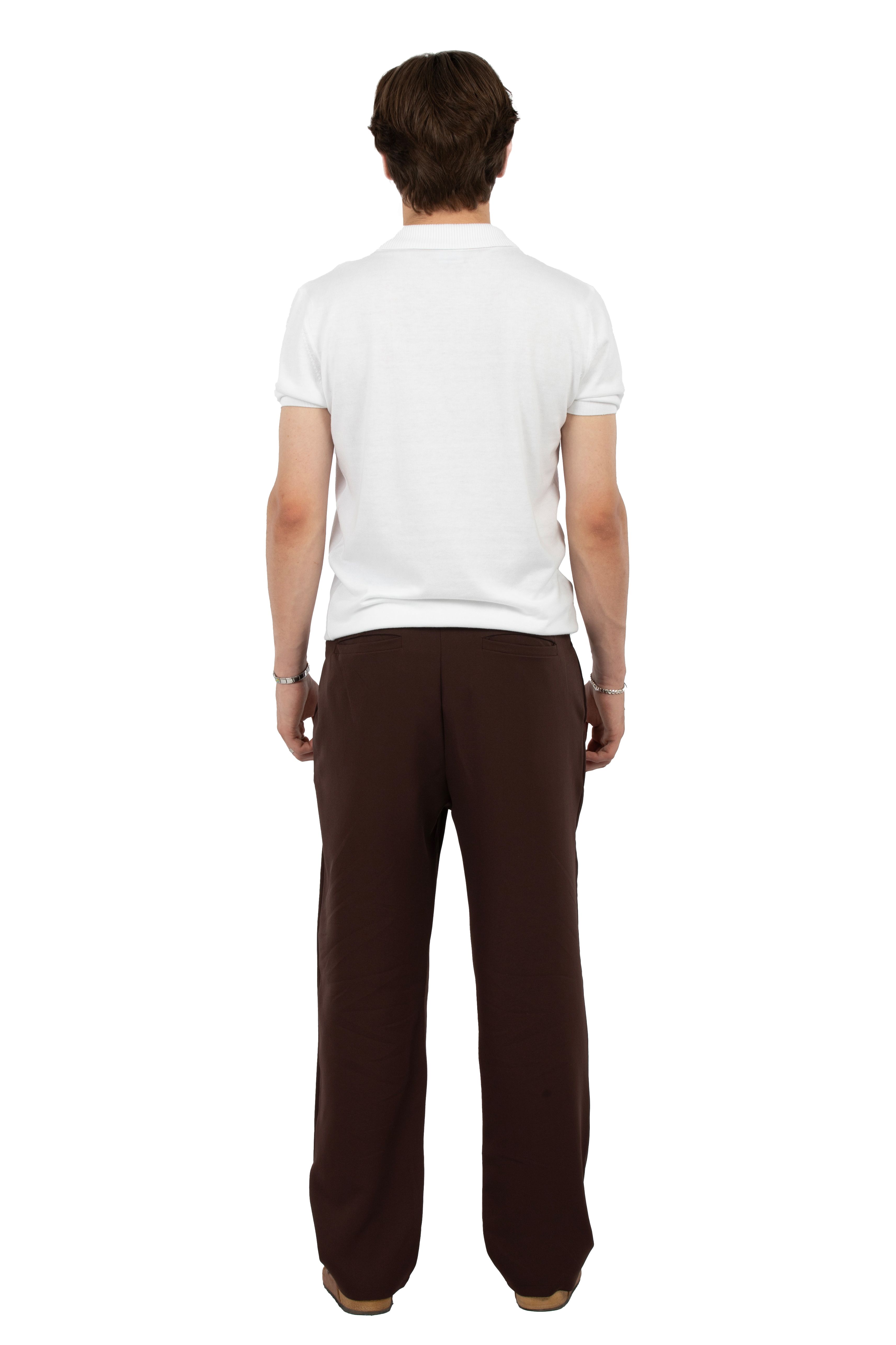 Relax Fit Pileli Basic Kumaş Pantolon - Kahverengi