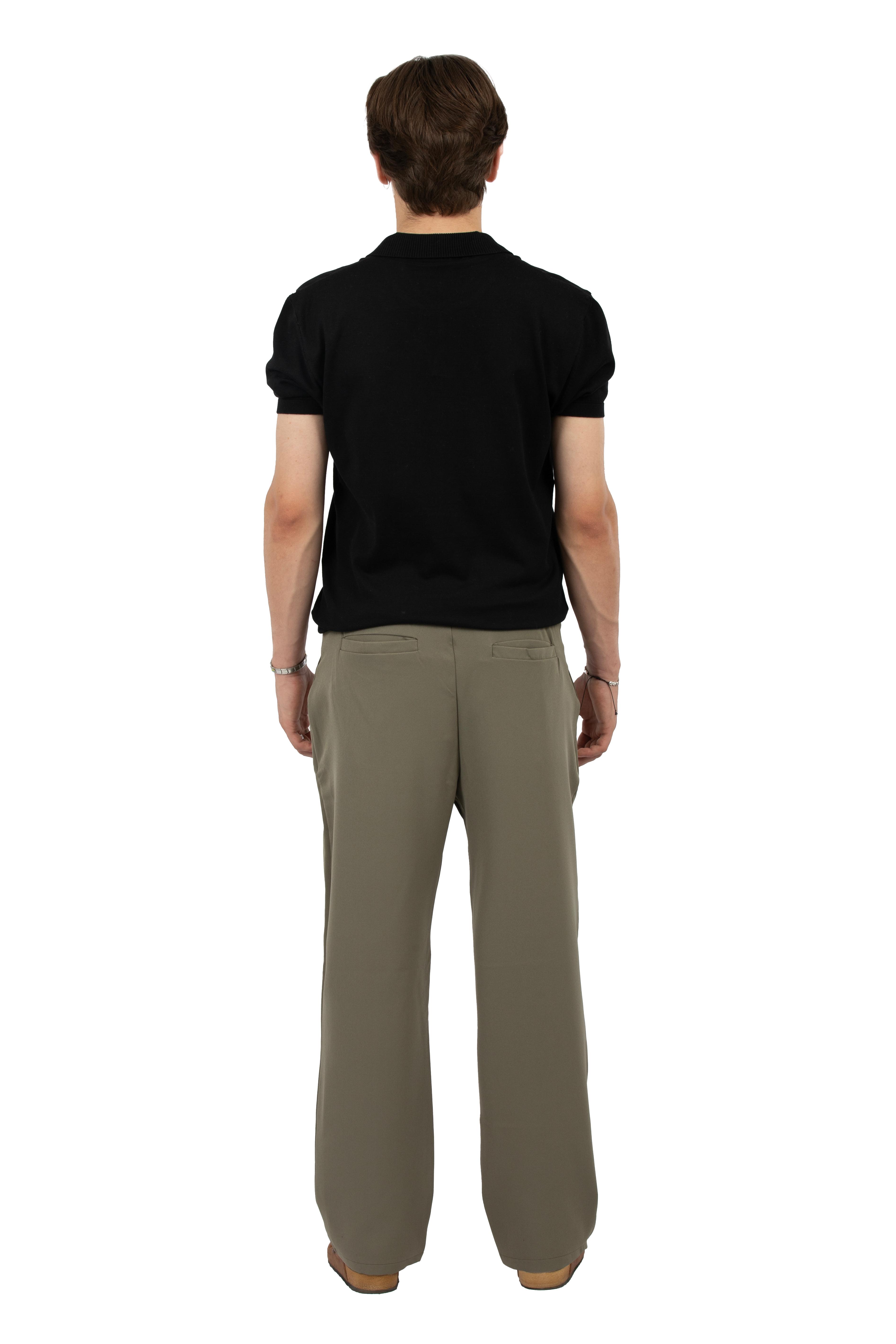 Relax Fit Pileli Basic Kumaş Pantolon - Haki