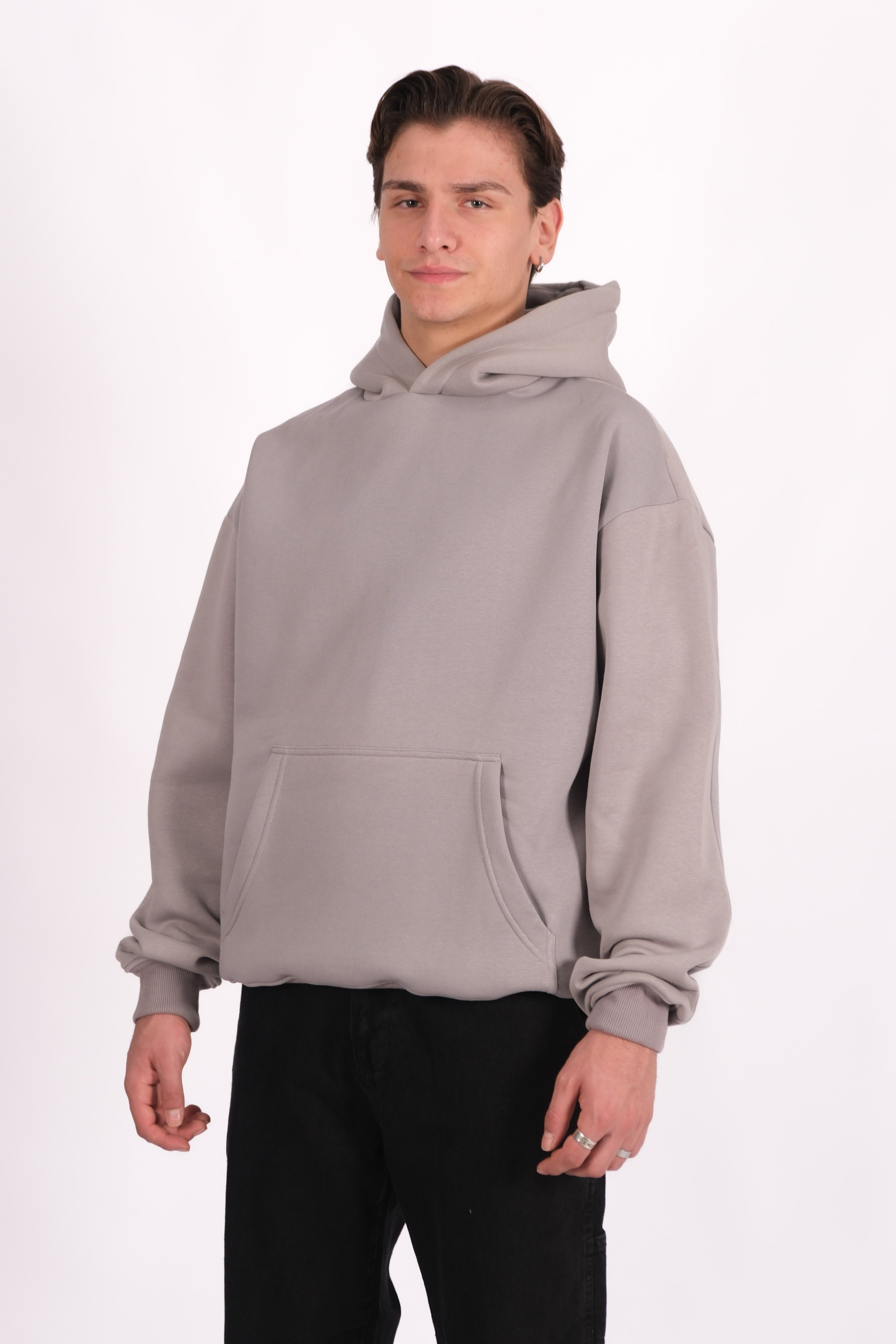 Basic Oversize Hoodie  - Gri