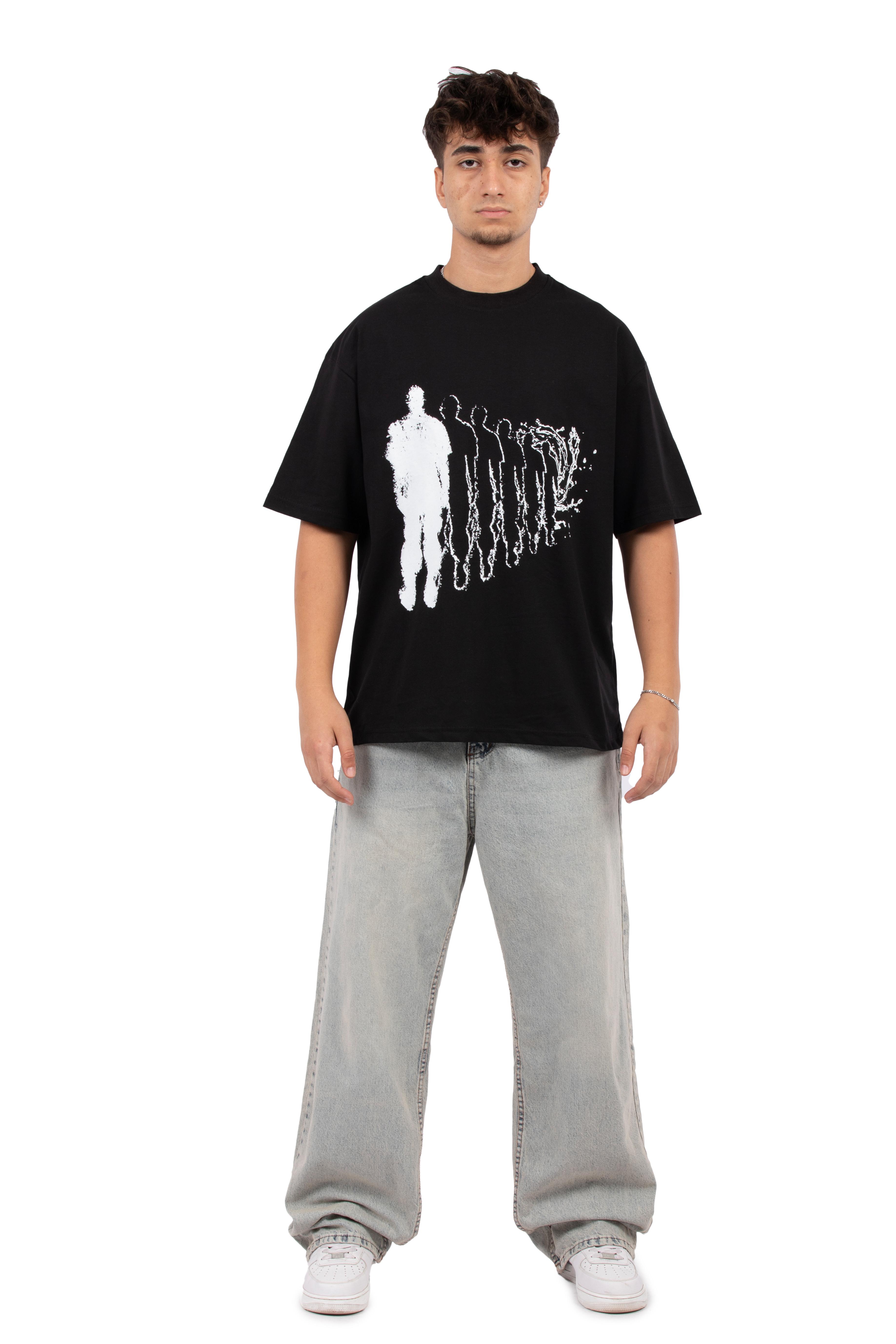 Souls Baskılı Oversize Tişört - Siyah