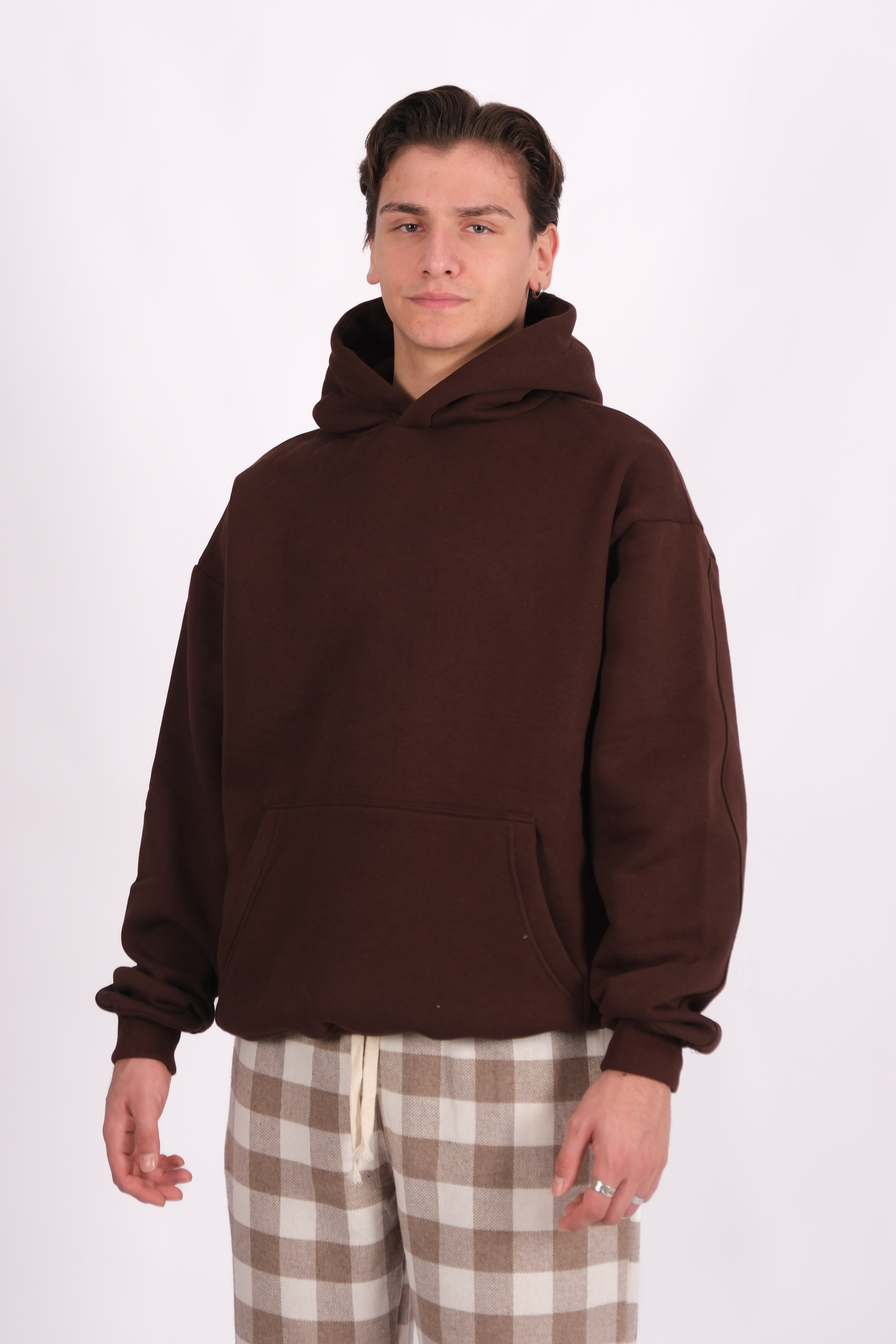 Basic Oversize Hoodie  - Kahverengi