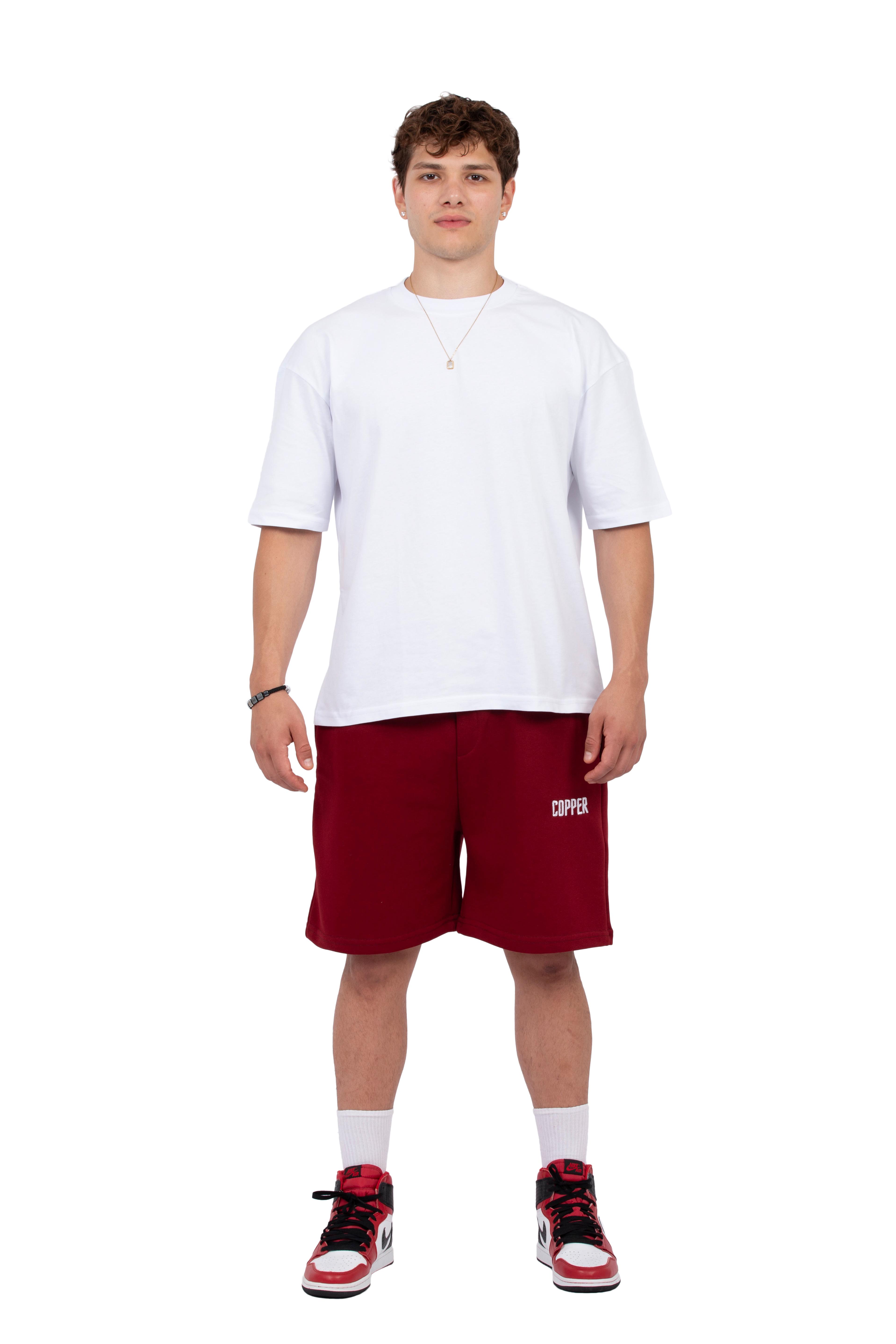 COPPER Premium Nakış Detaylı Oversize Şort - Bordo