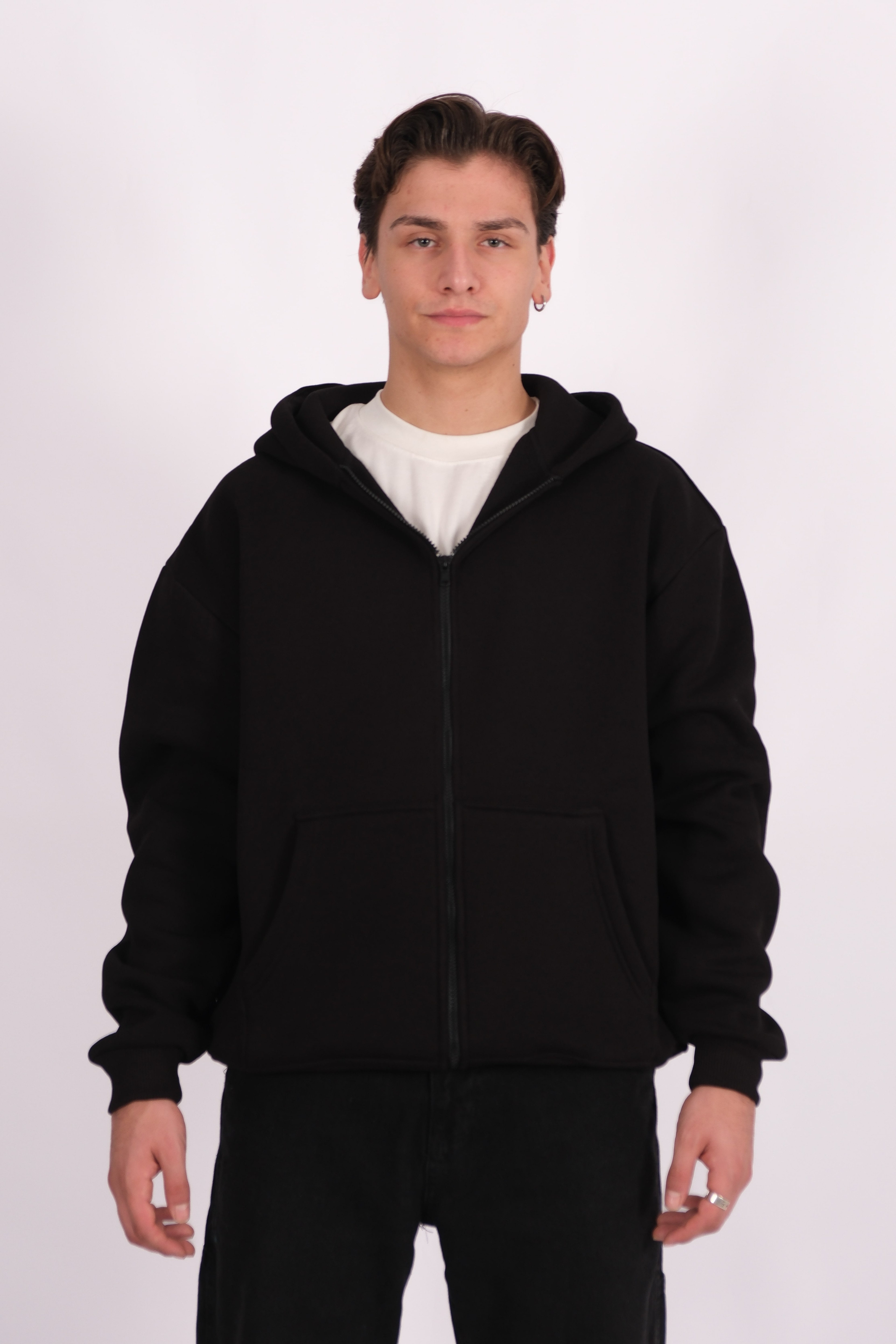 Basic Zip Hoodie - Siyah