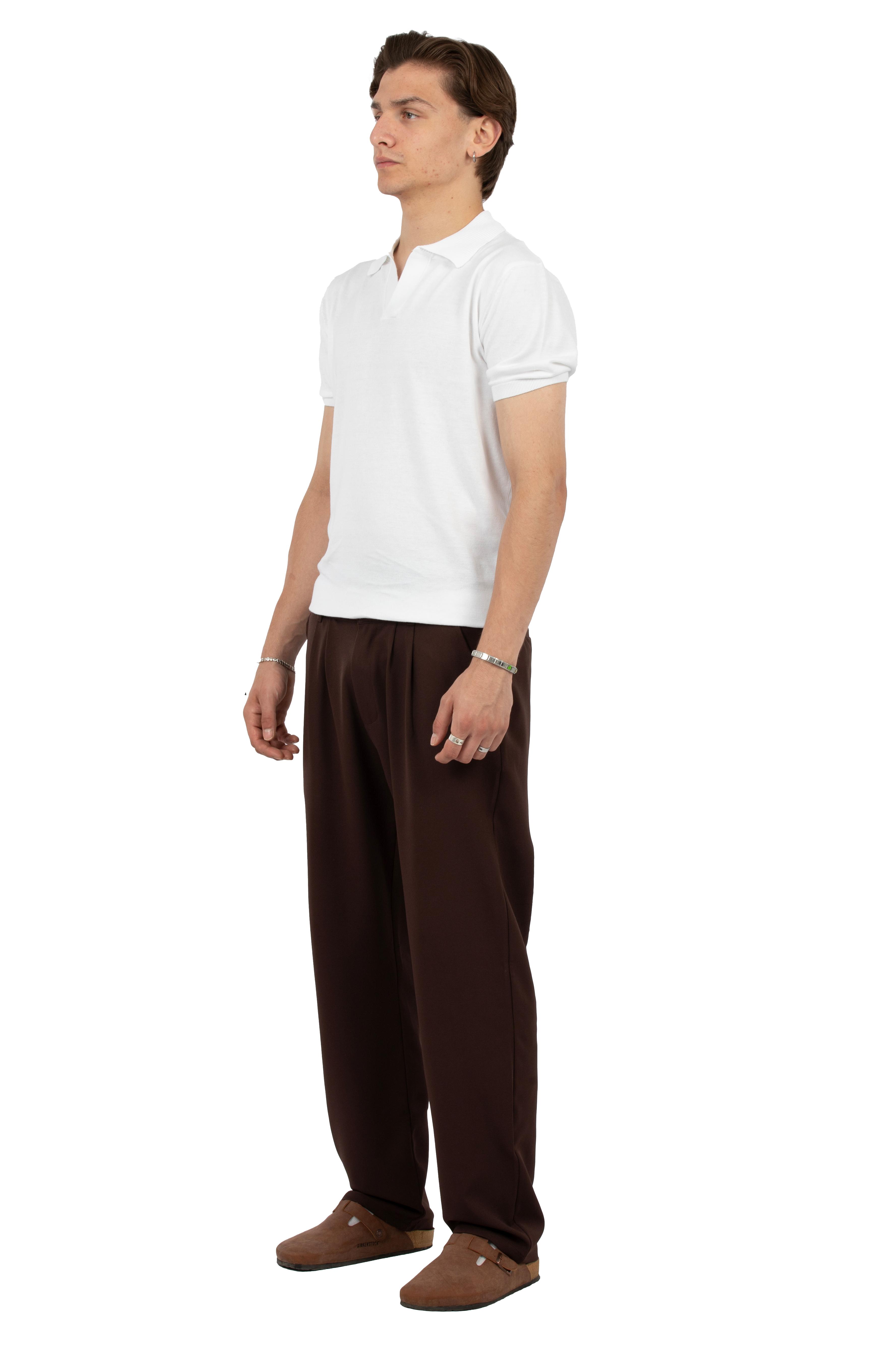 Relax Fit Pileli Basic Kumaş Pantolon - Kahverengi
