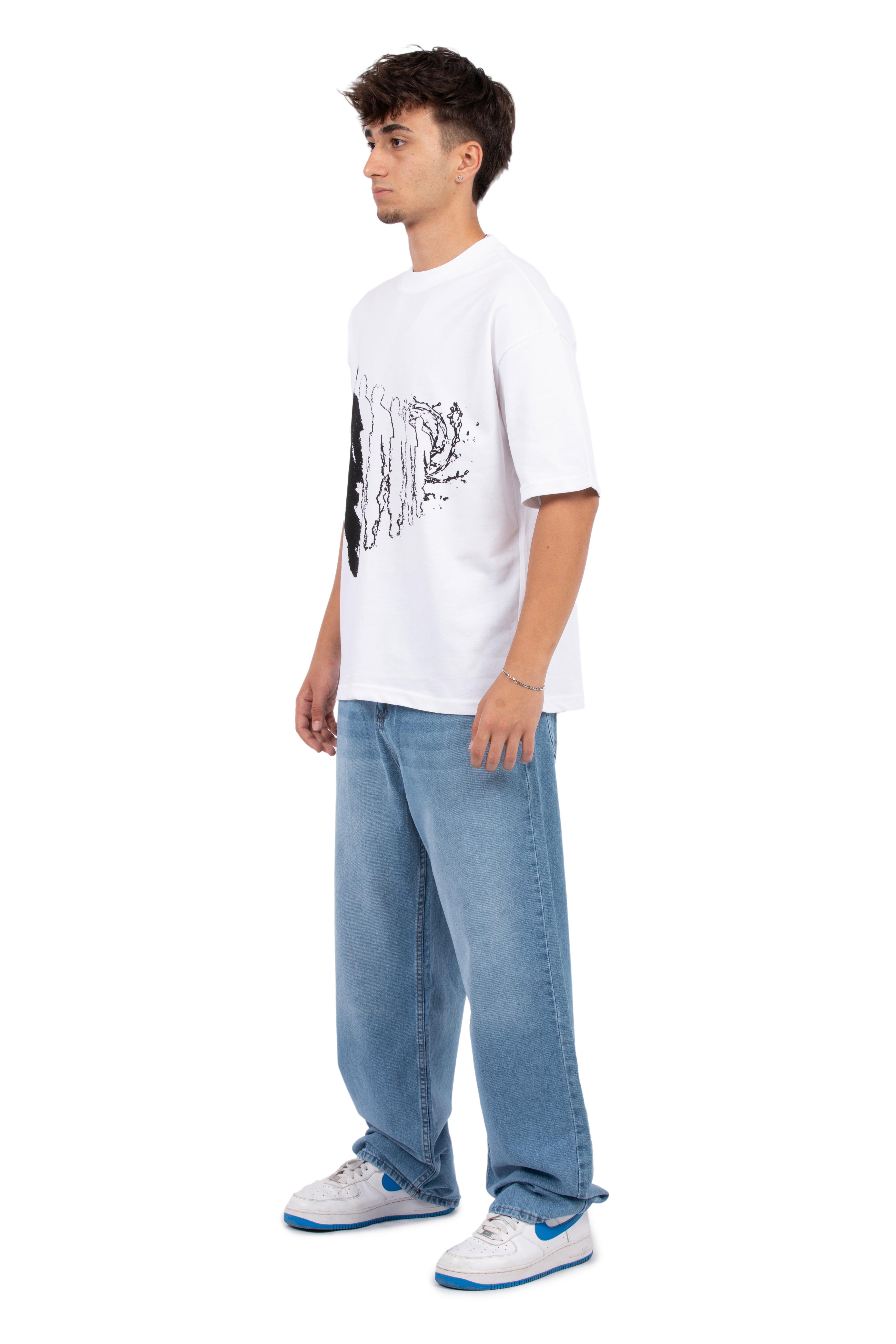 Souls Baskılı Oversize Tişört - Beyaz