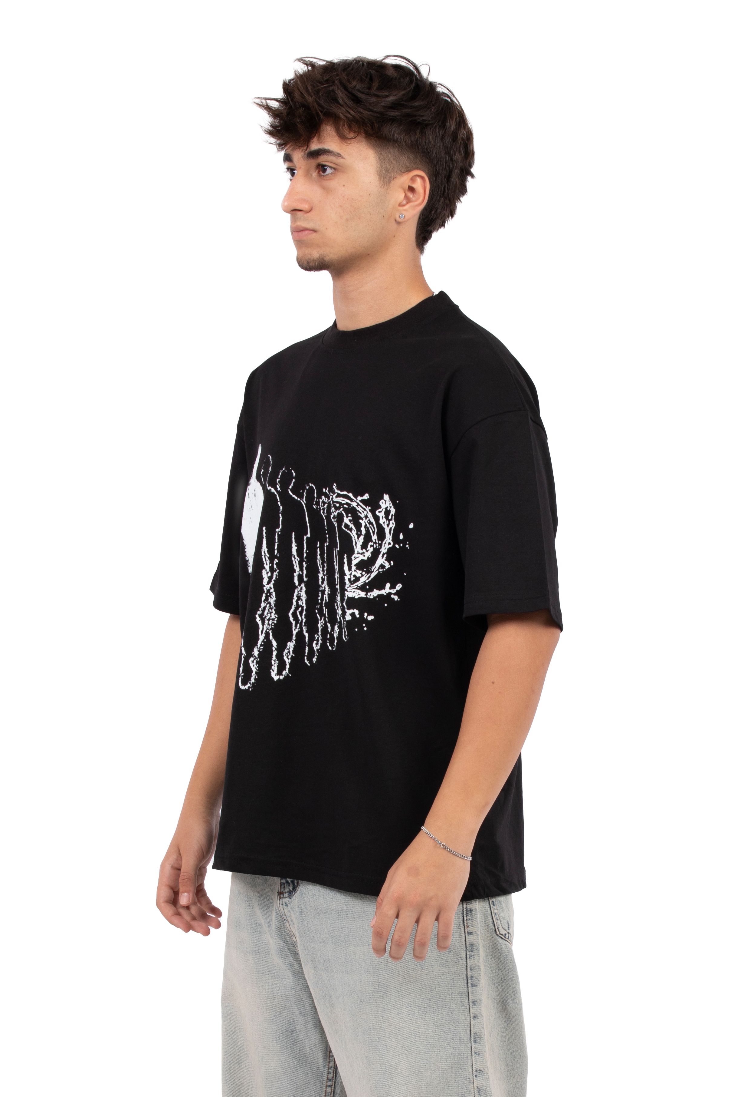 Souls Baskılı Oversize Tişört - Siyah
