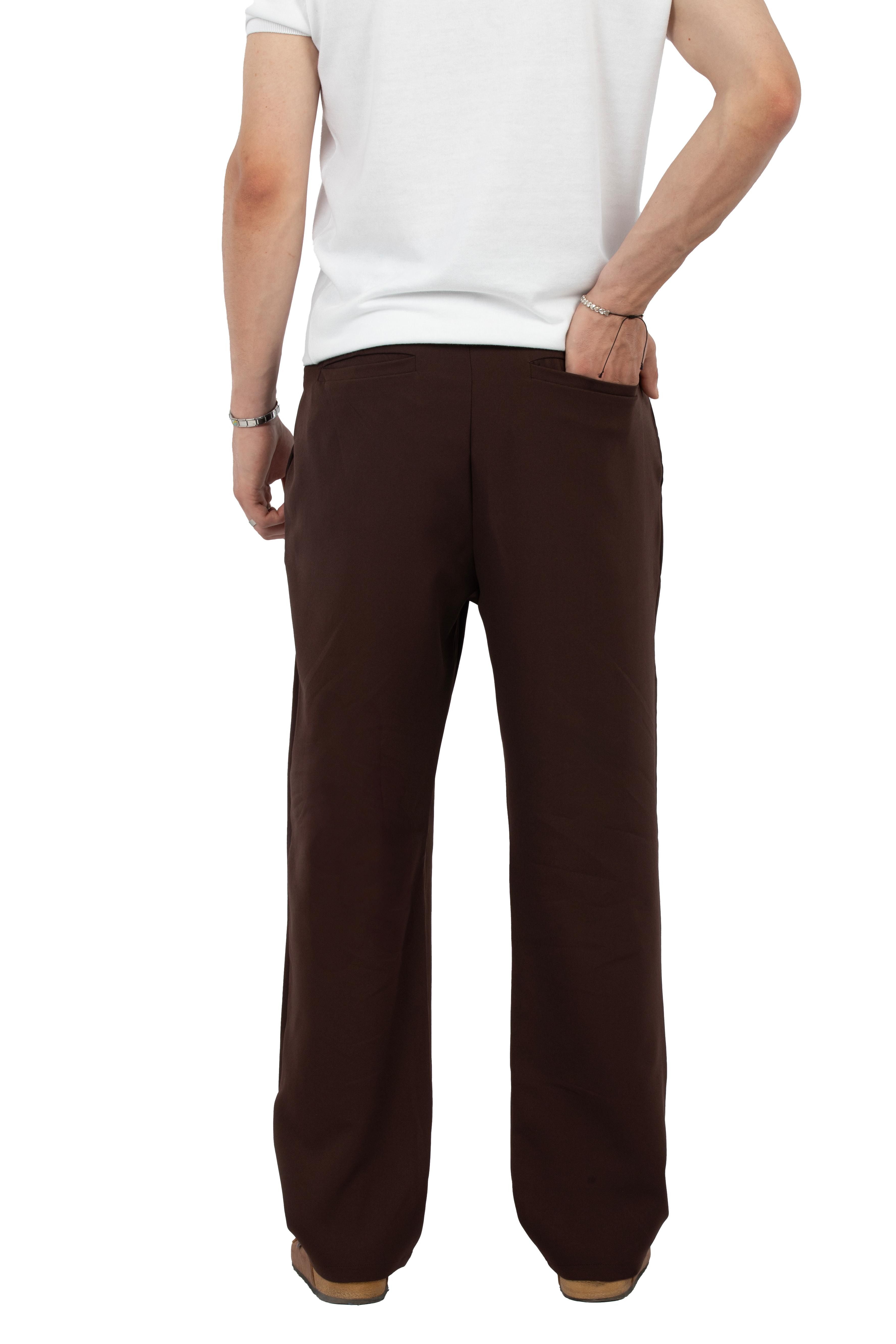 Relax Fit Pileli Basic Kumaş Pantolon - Kahverengi