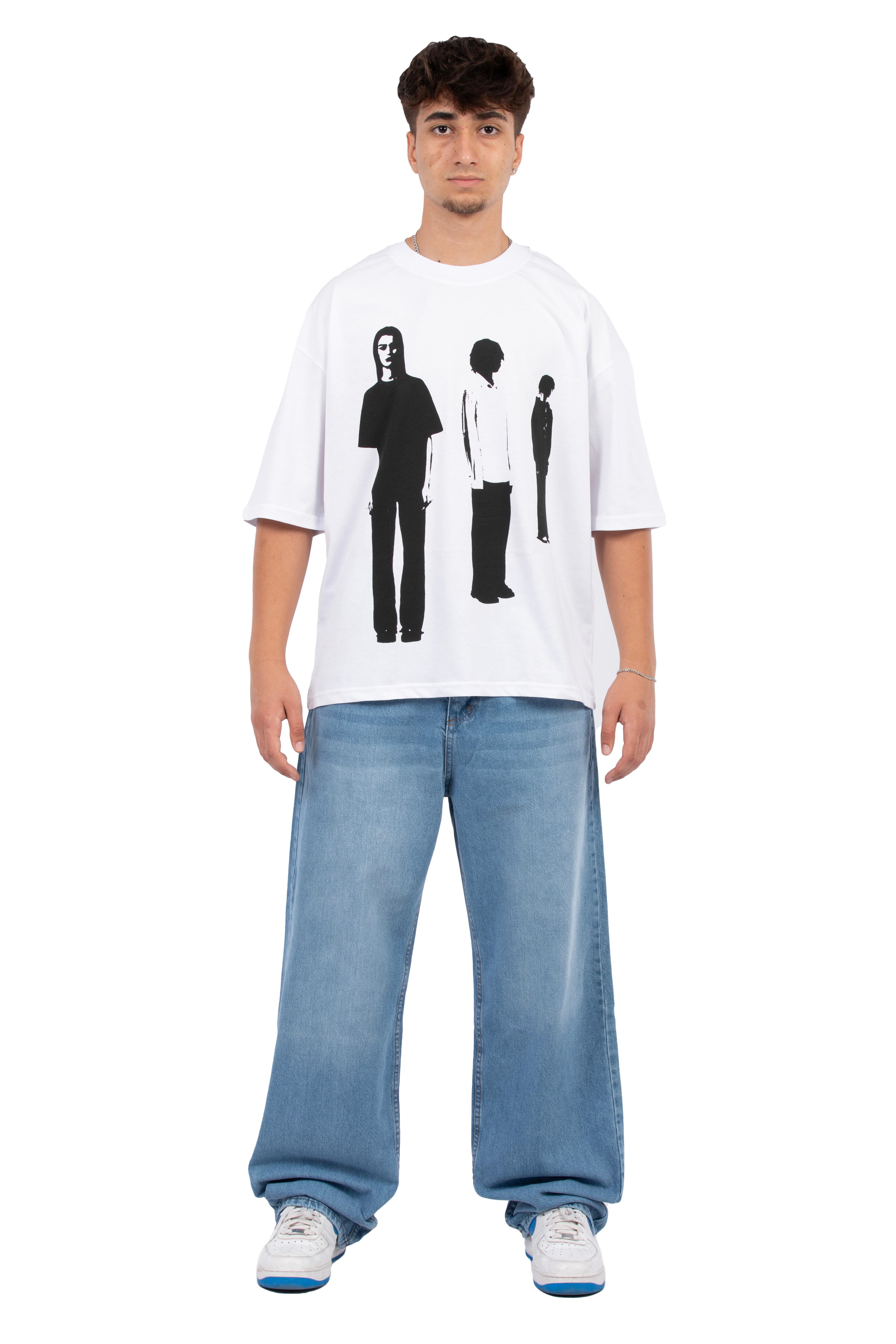 Urban Silence Baskılı Oversize Tişört - Beyaz