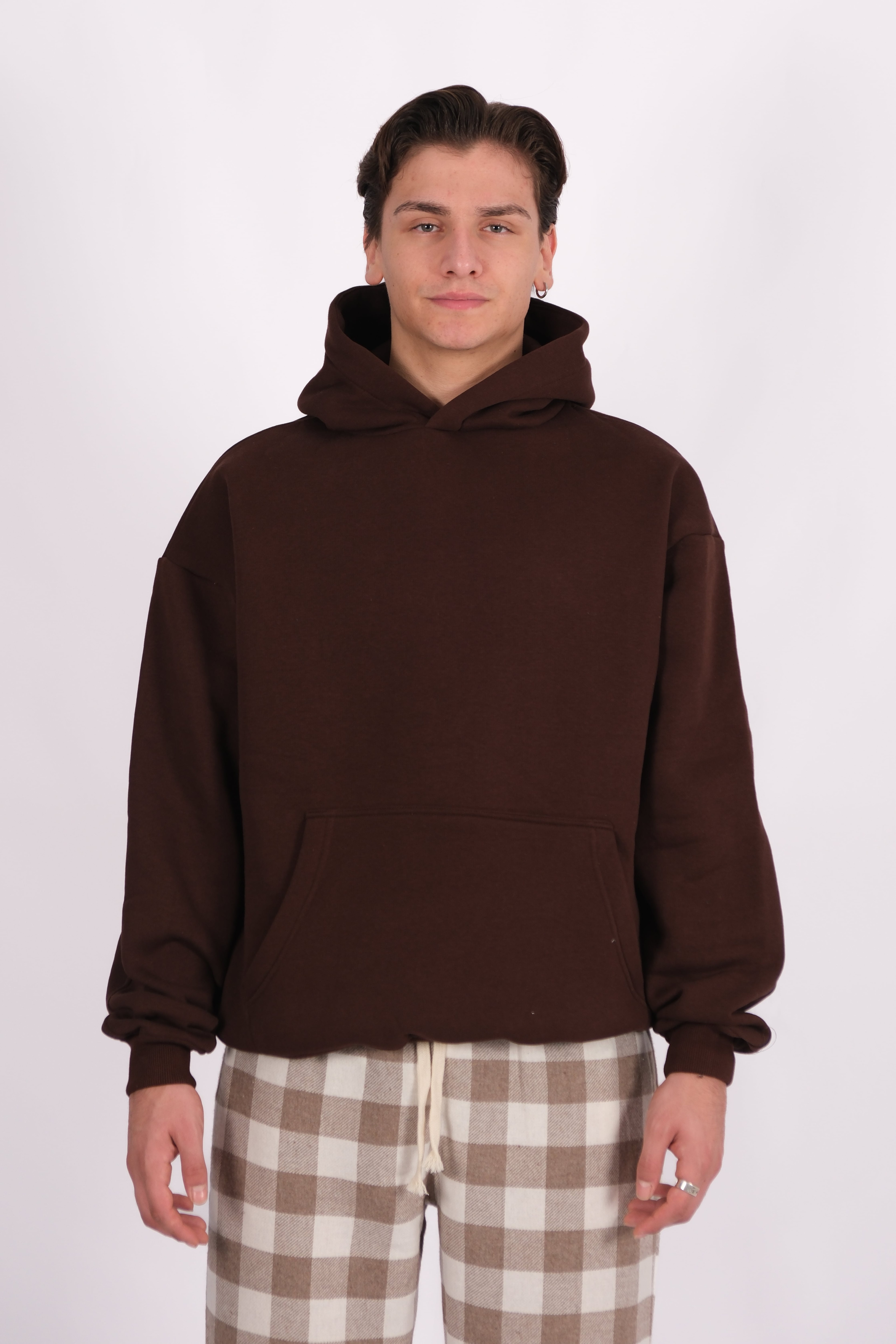 Basic Oversize Hoodie  - Kahverengi