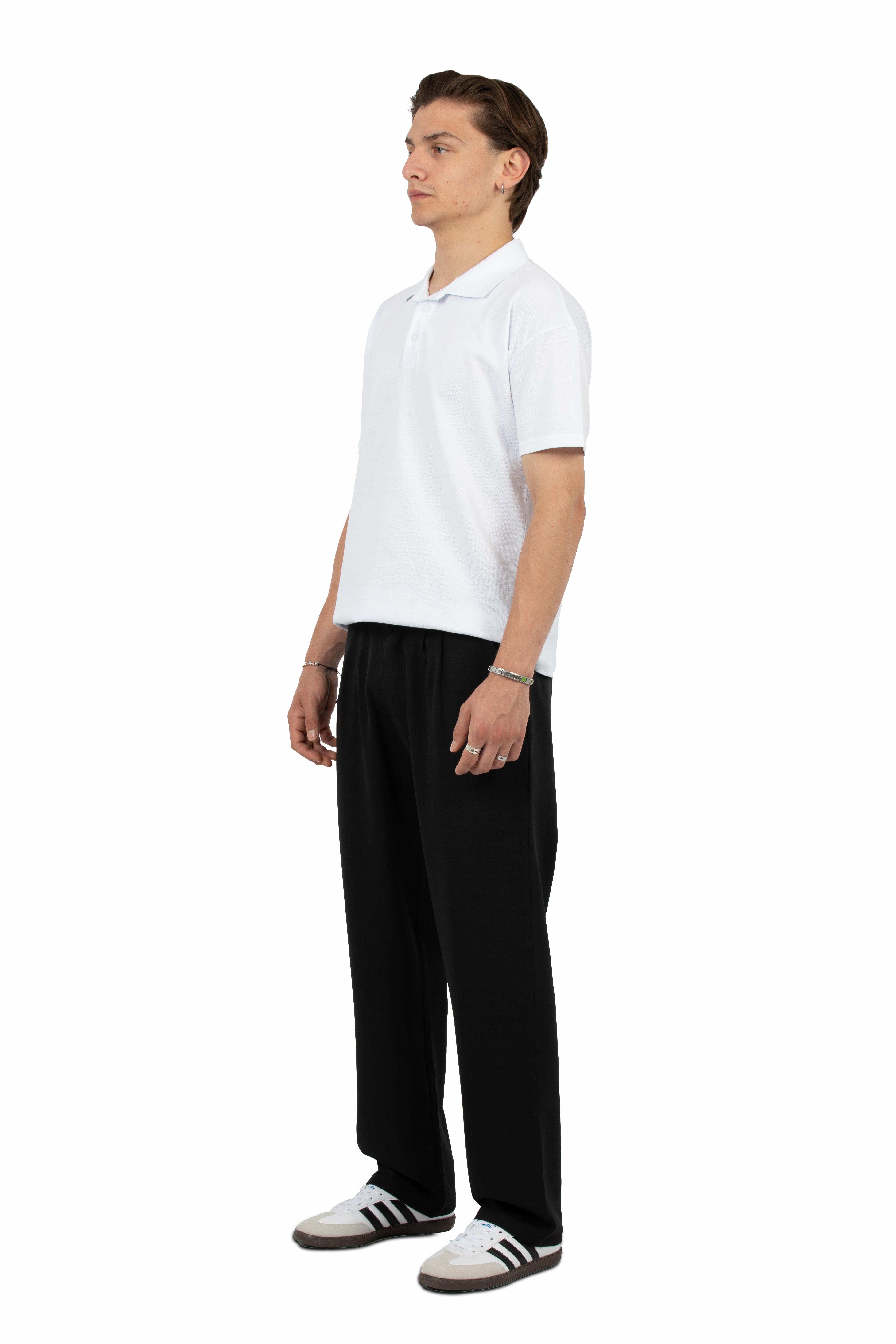 Relax Fit Pileli Basic Kumaş Pantolon - Siyah