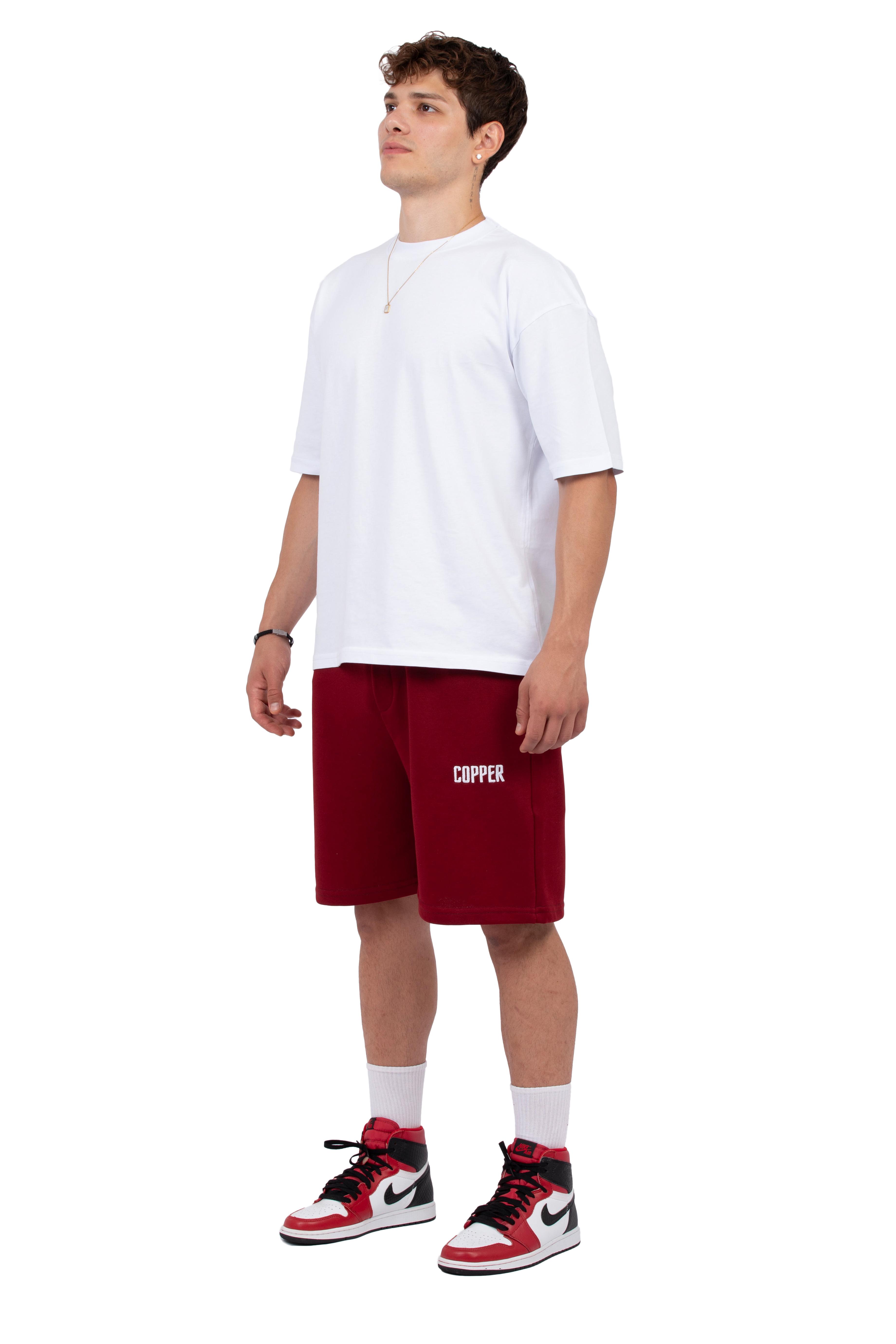 COPPER Premium Nakış Detaylı Oversize Şort - Bordo
