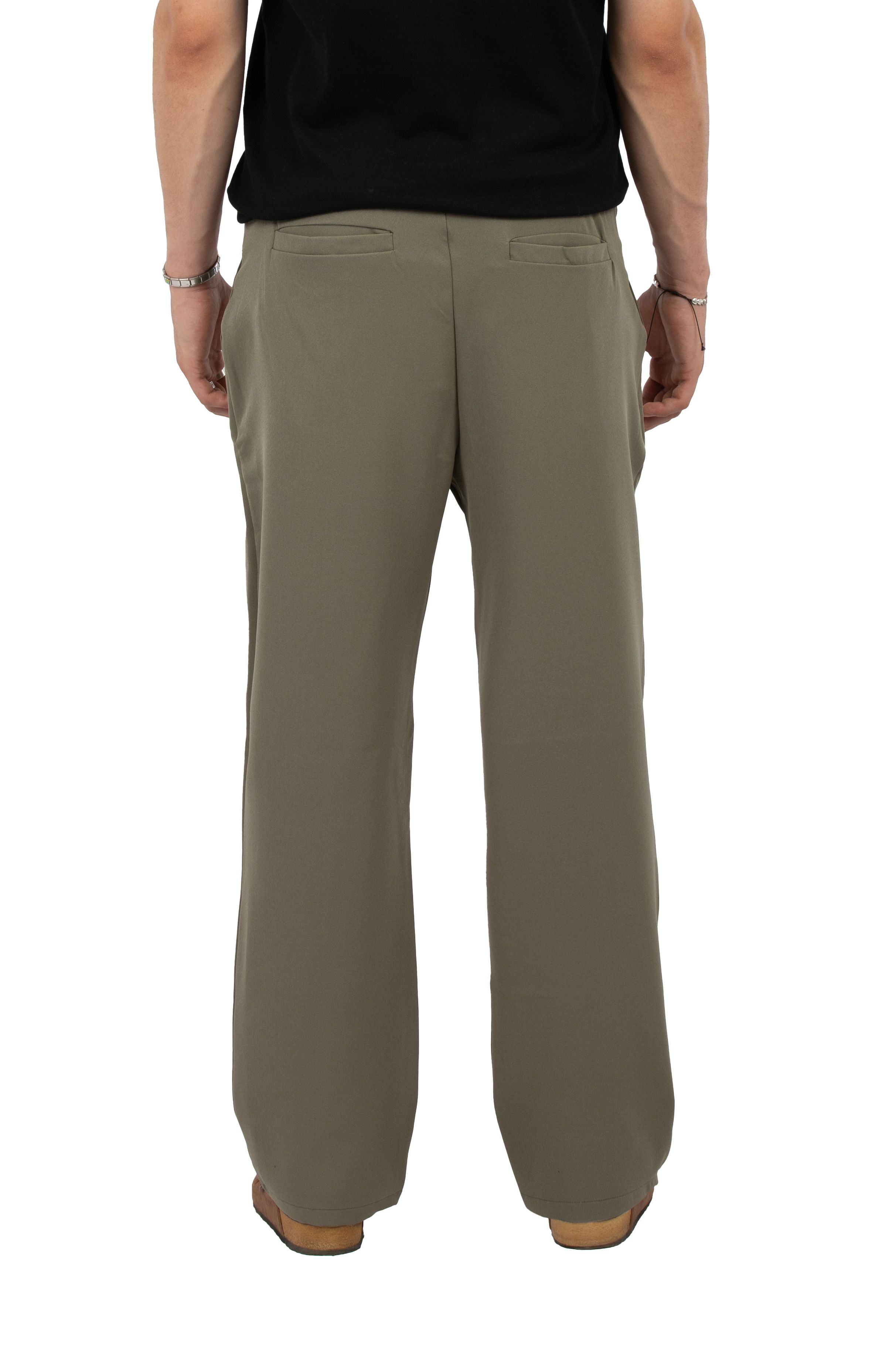 Relax Fit Pileli Basic Kumaş Pantolon - Haki