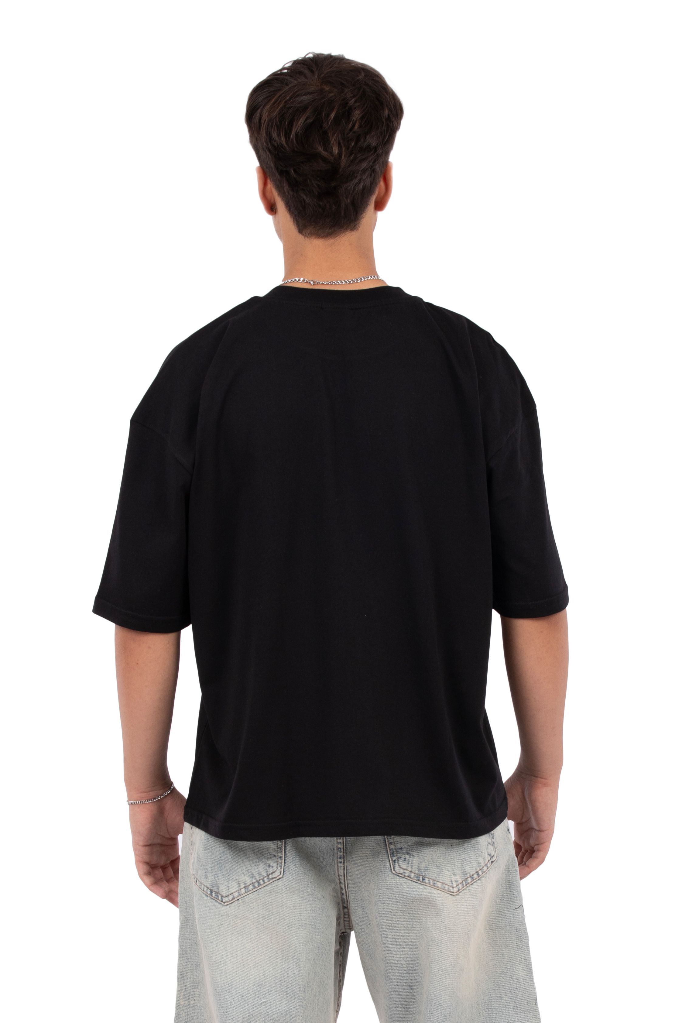 Urban Silence Baskılı Oversize Tişört - Siyah
