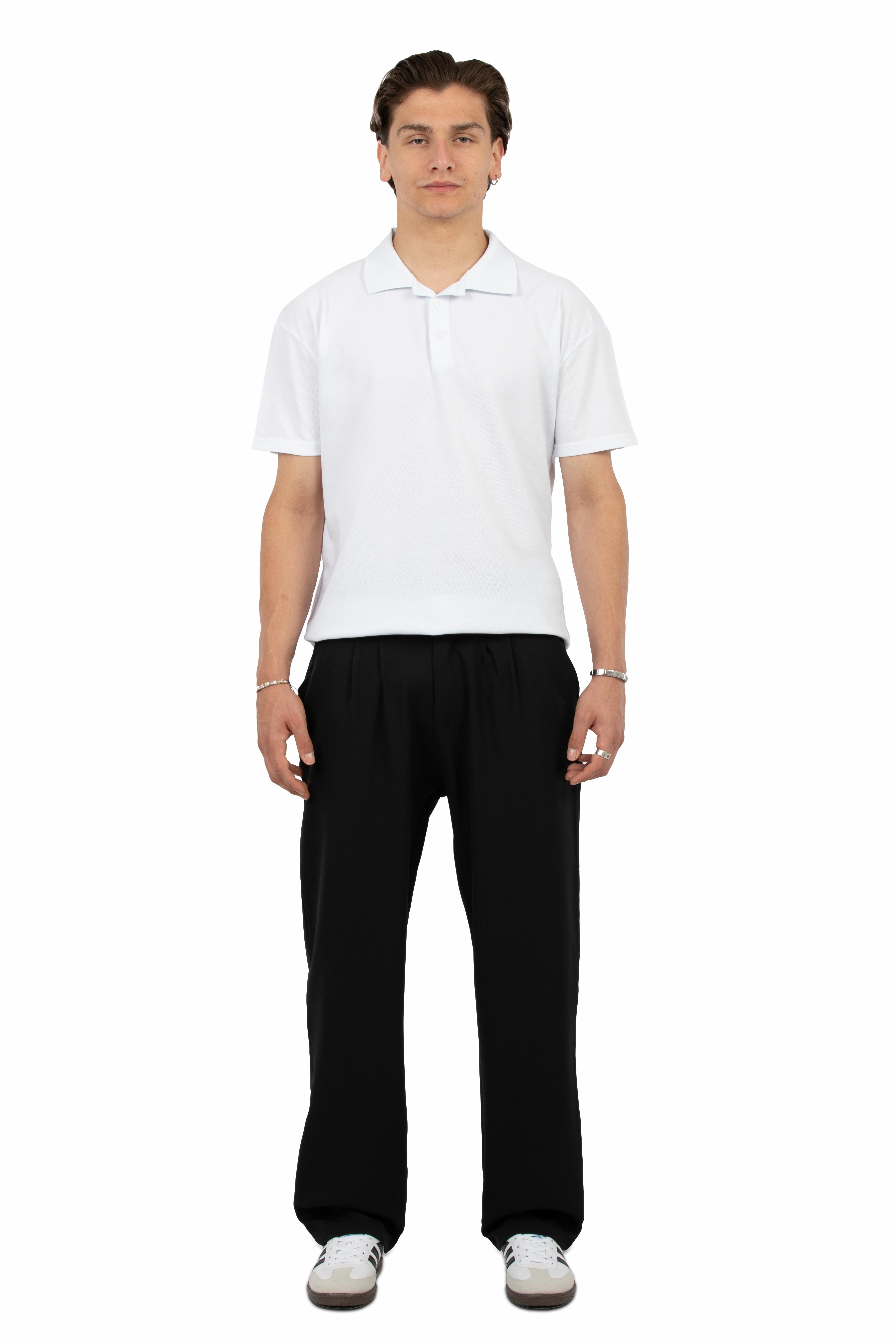 Relax Fit Pileli Basic Kumaş Pantolon - Siyah