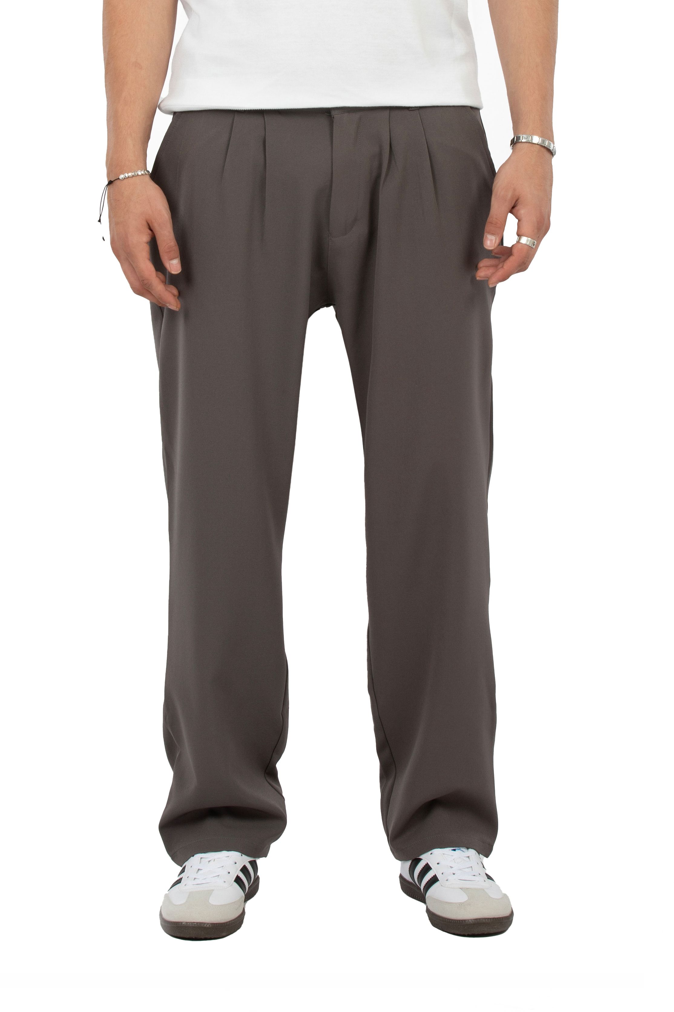 Relax Fit Pileli Basic Kumaş Pantolon - Antrasit
