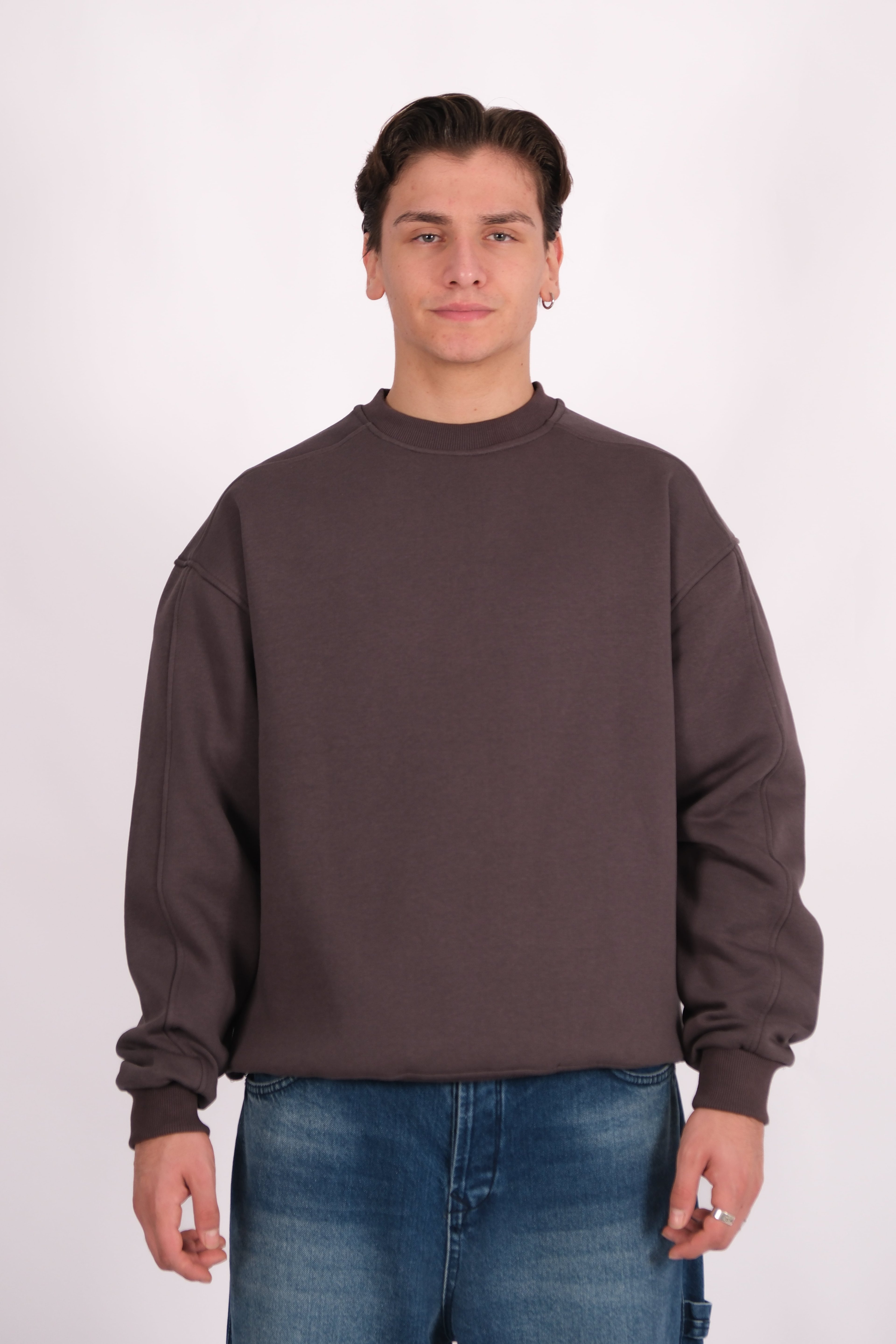 Bisiklet Yaka Basic Oversize Sweatshirt - Antrasit