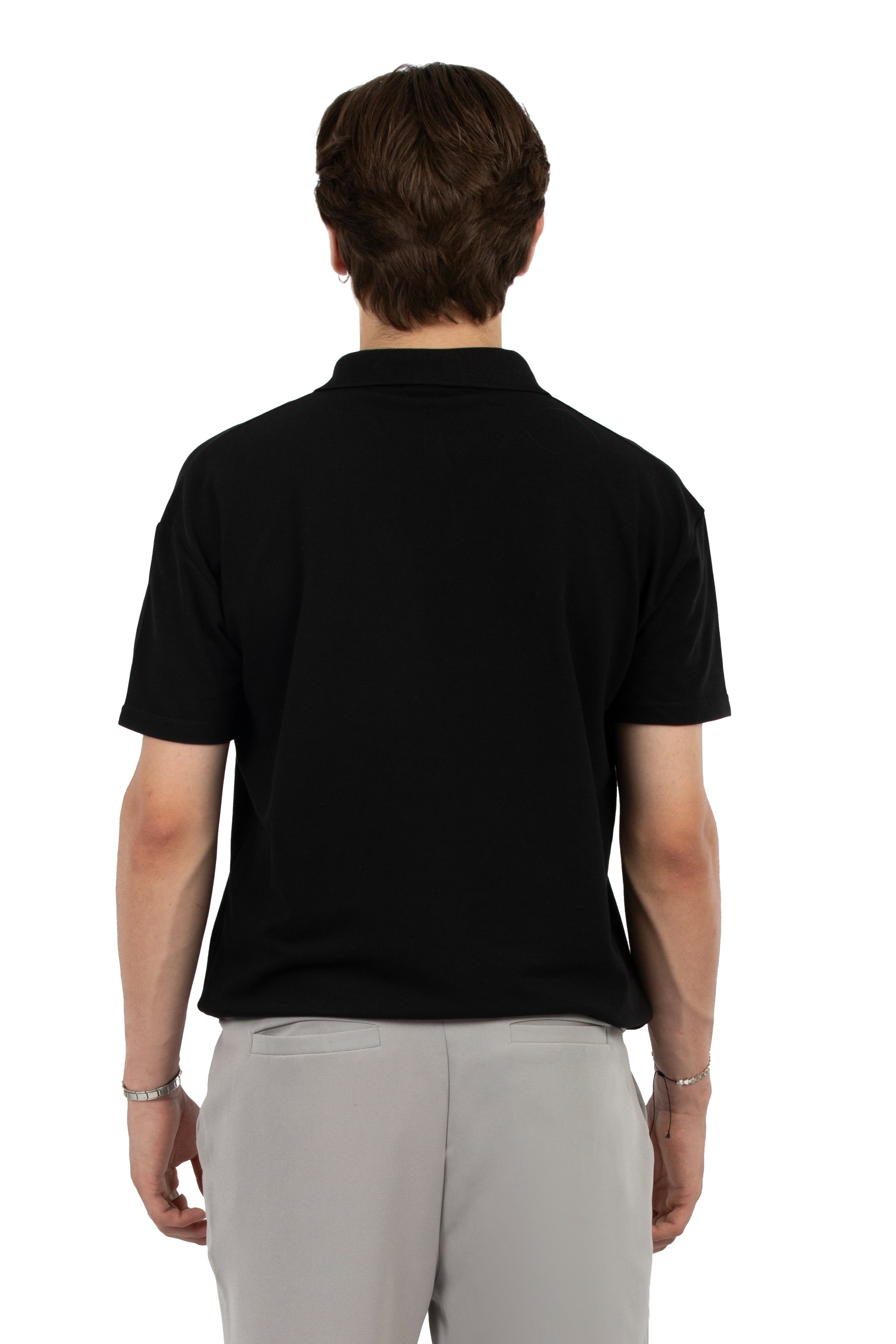 Regular Fit Basic Polo Yaka Tişört - Siyah