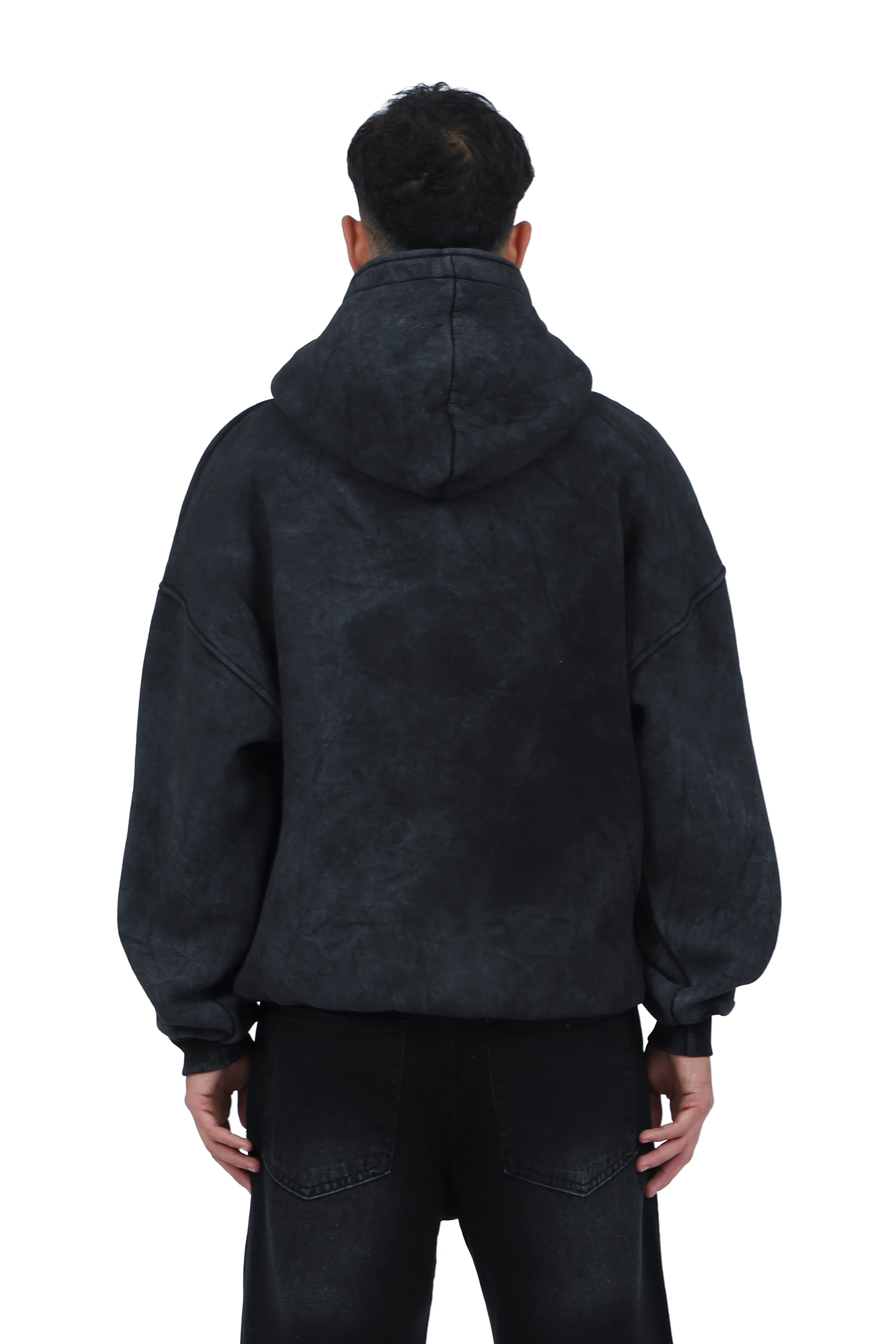 Premium Acid  Star Washed Nakışlı Boxy Full-Zip