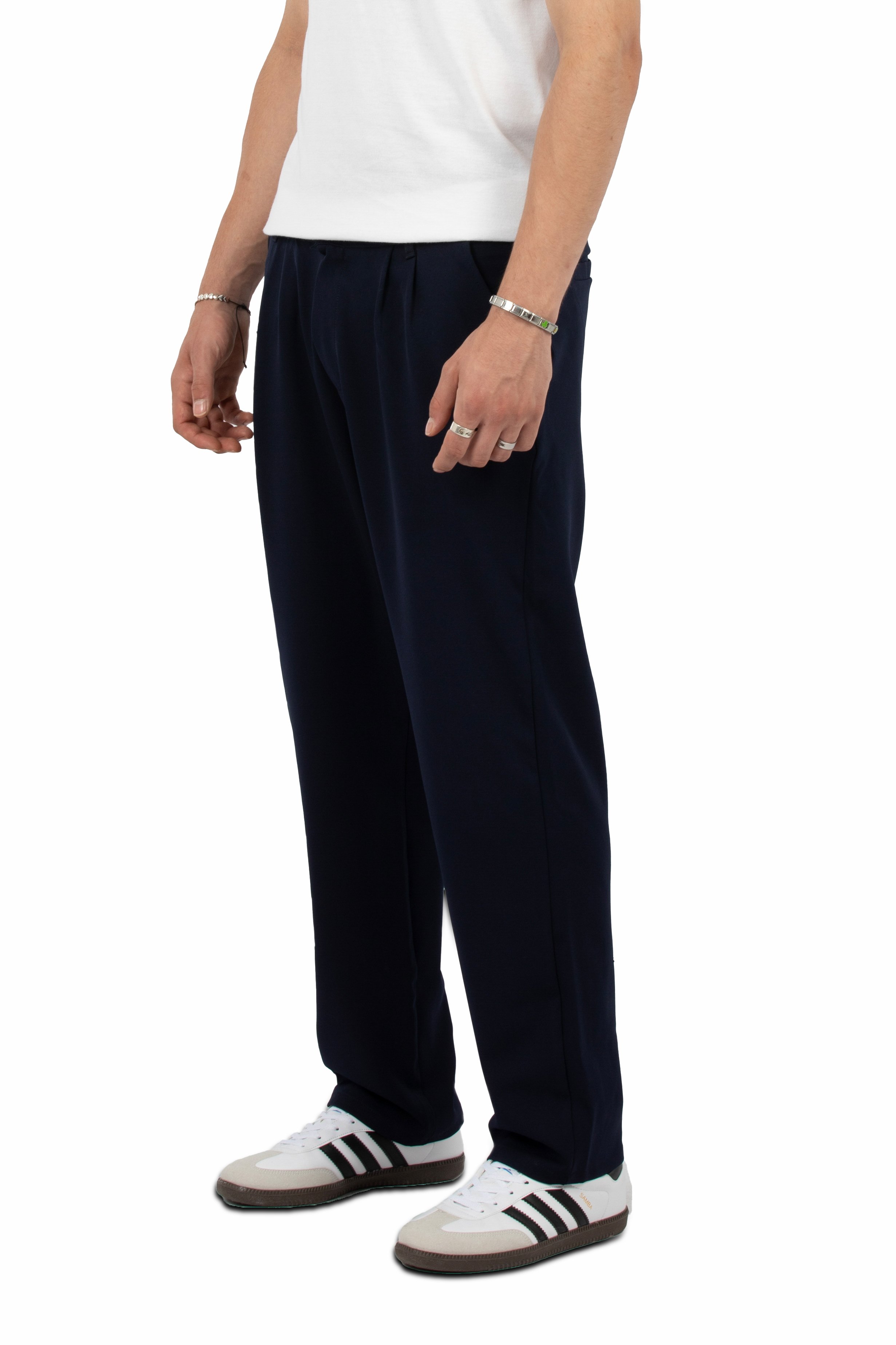 Relax Fit Pileli Basic Kumaş Pantolon - Lacivert