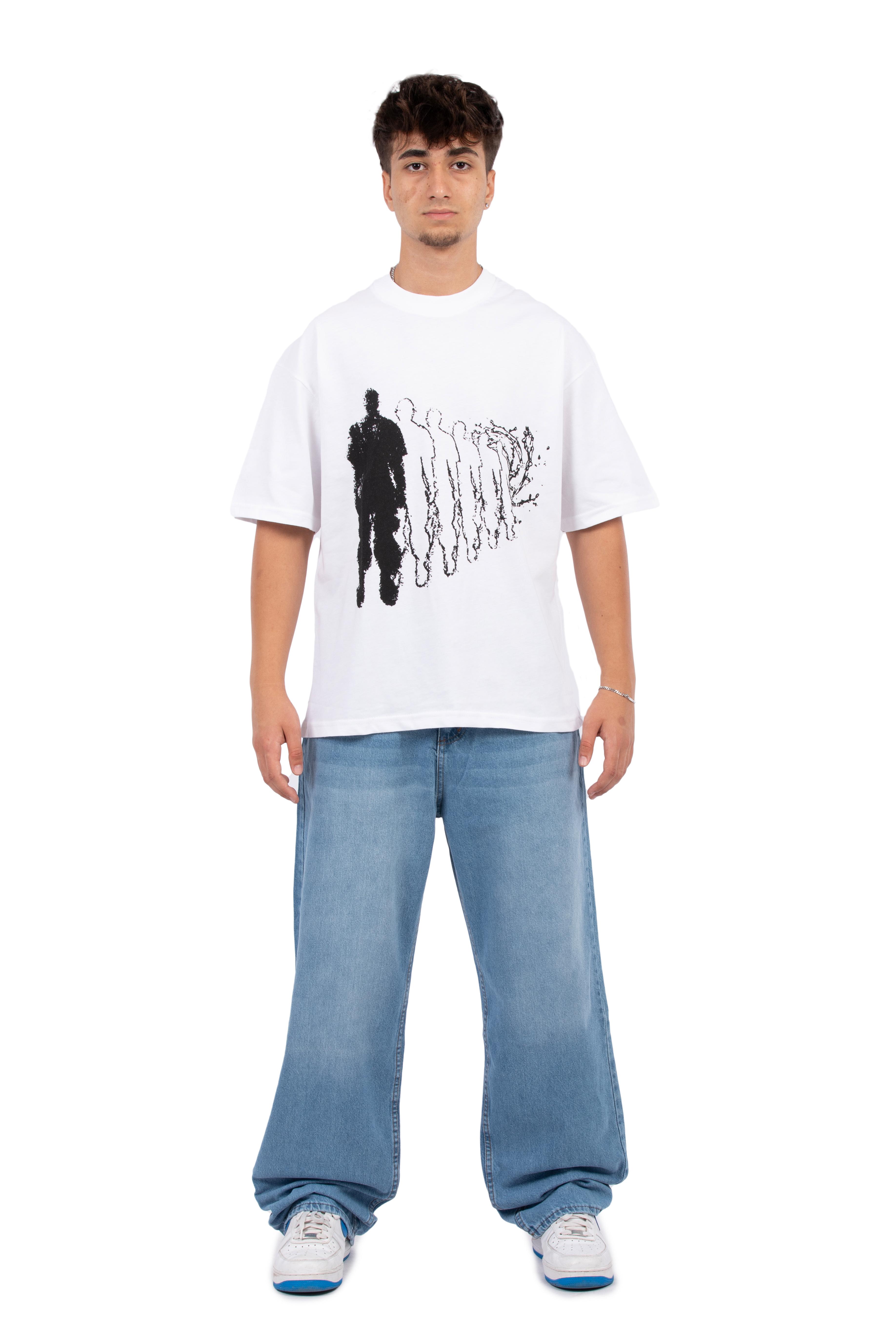 Souls Baskılı Oversize Tişört - Beyaz