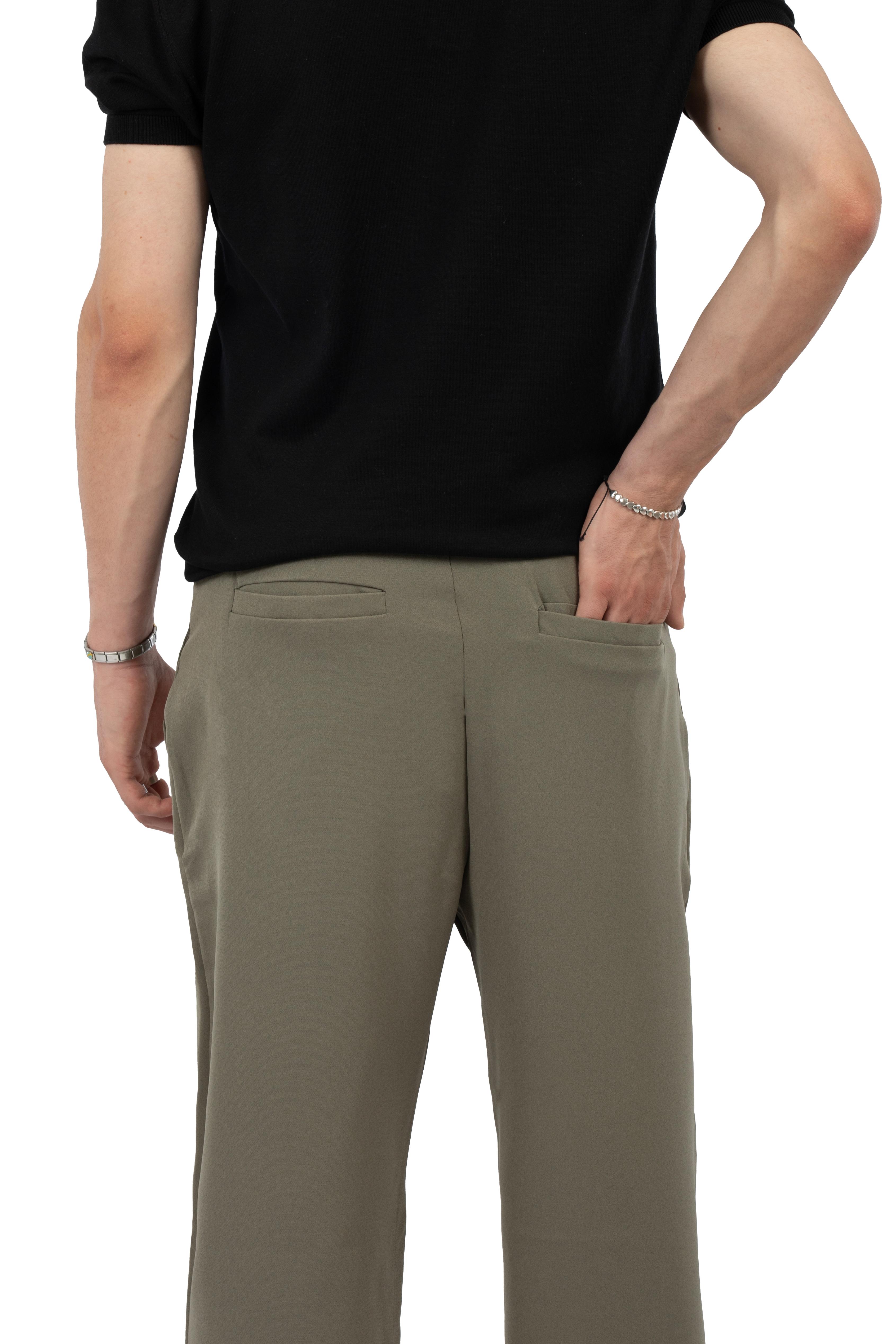 Relax Fit Pileli Basic Kumaş Pantolon - Haki