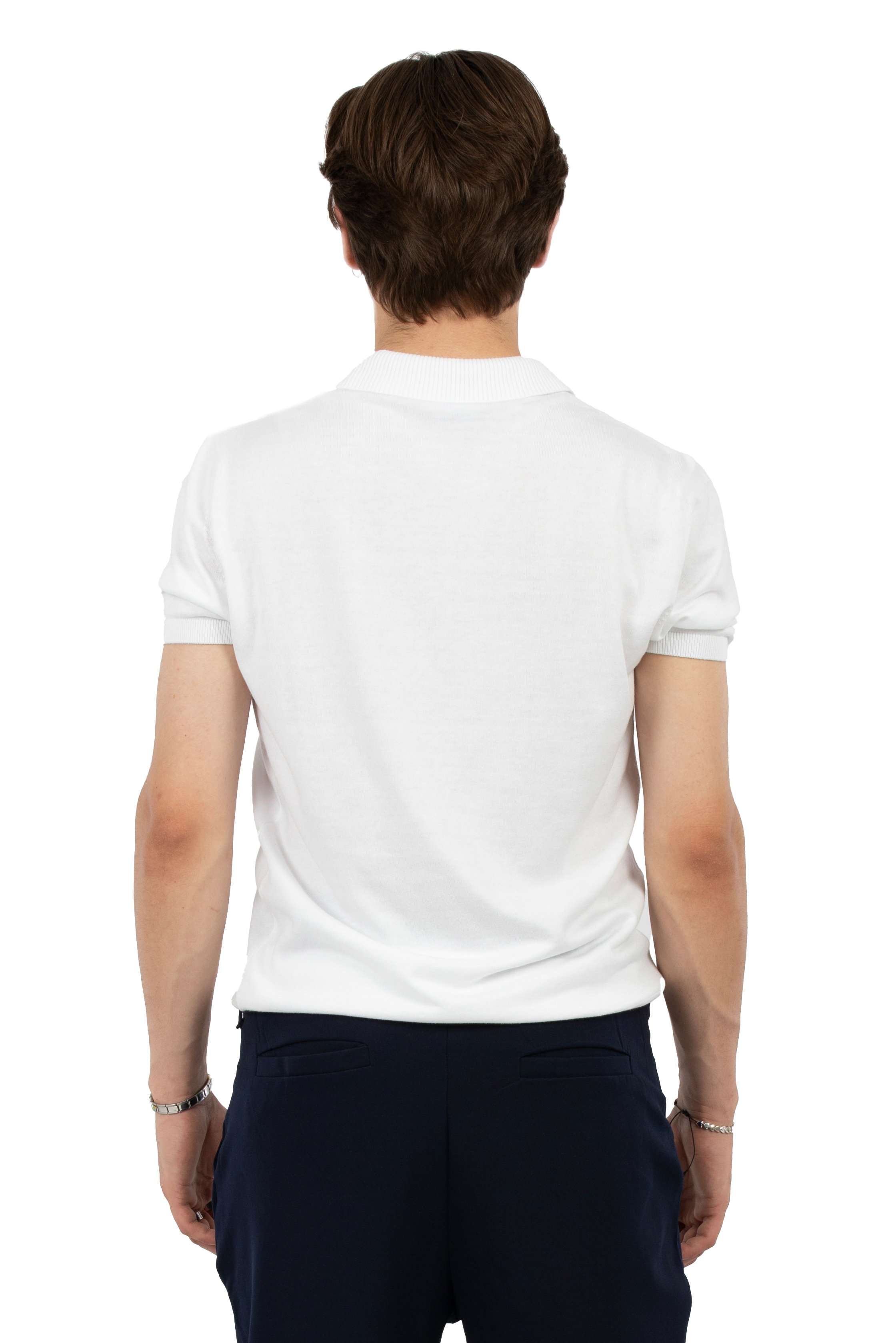 Relaxed Fit Triko Polo Yaka Tişört - Beyaz