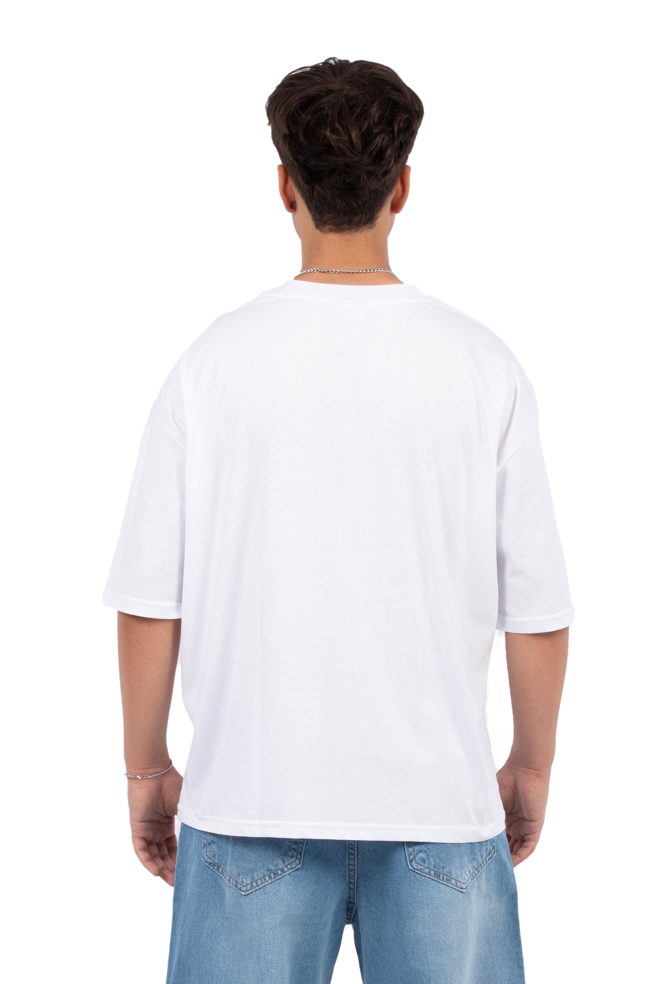 Urban Silence Baskılı Oversize Tişört - Beyaz