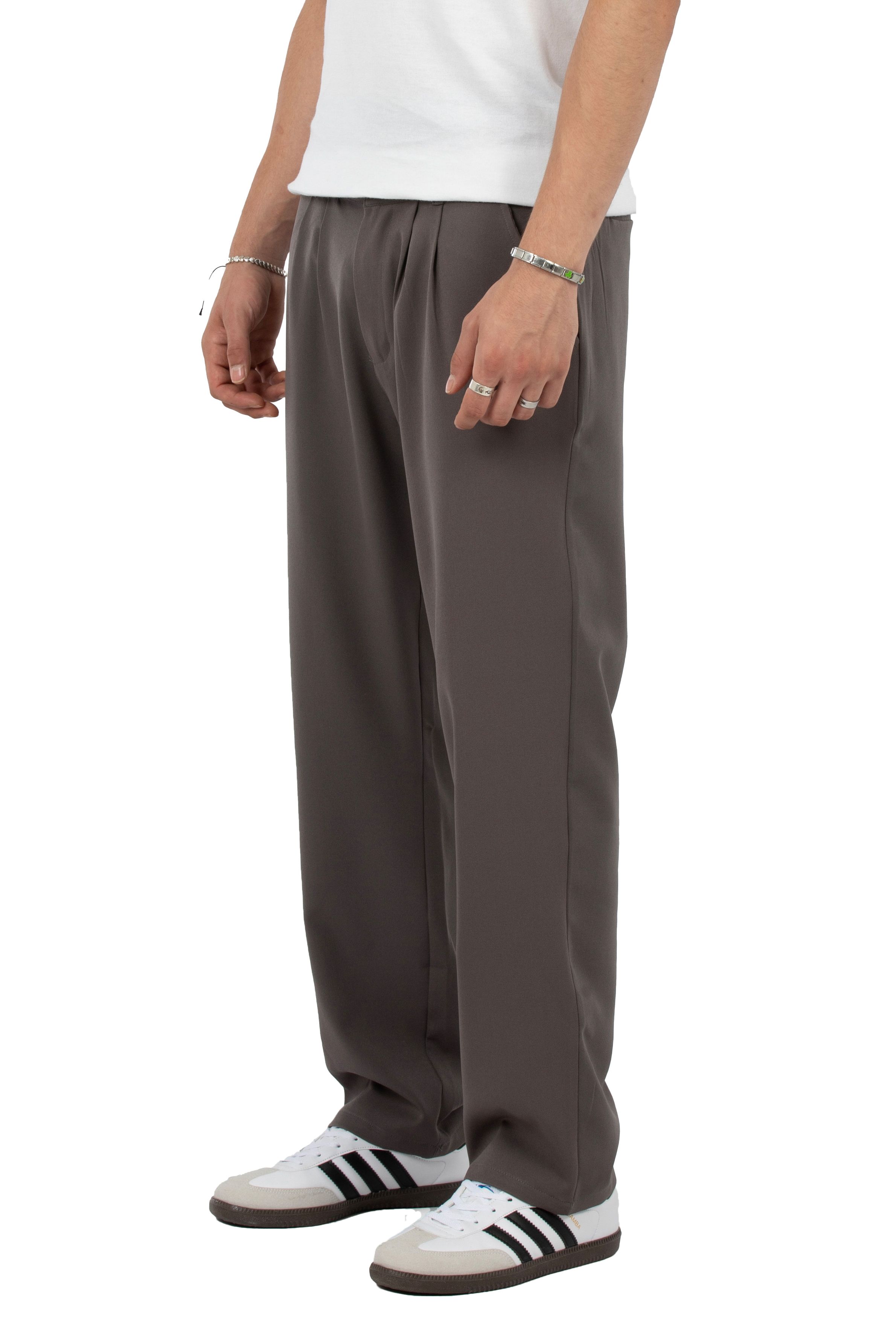 Relax Fit Pileli Basic Kumaş Pantolon - Antrasit