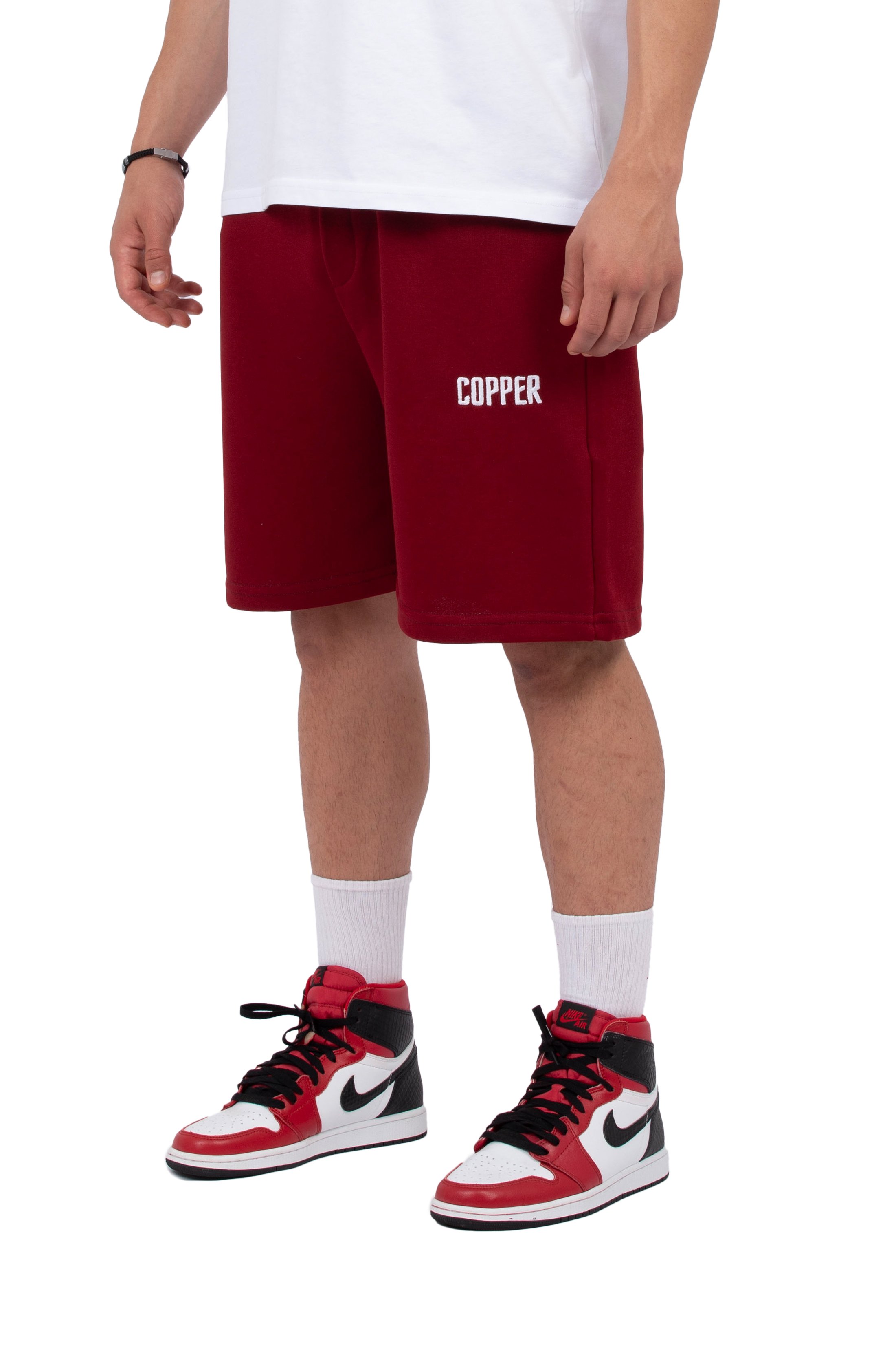 COPPER Premium Nakış Detaylı Oversize Şort - Bordo
