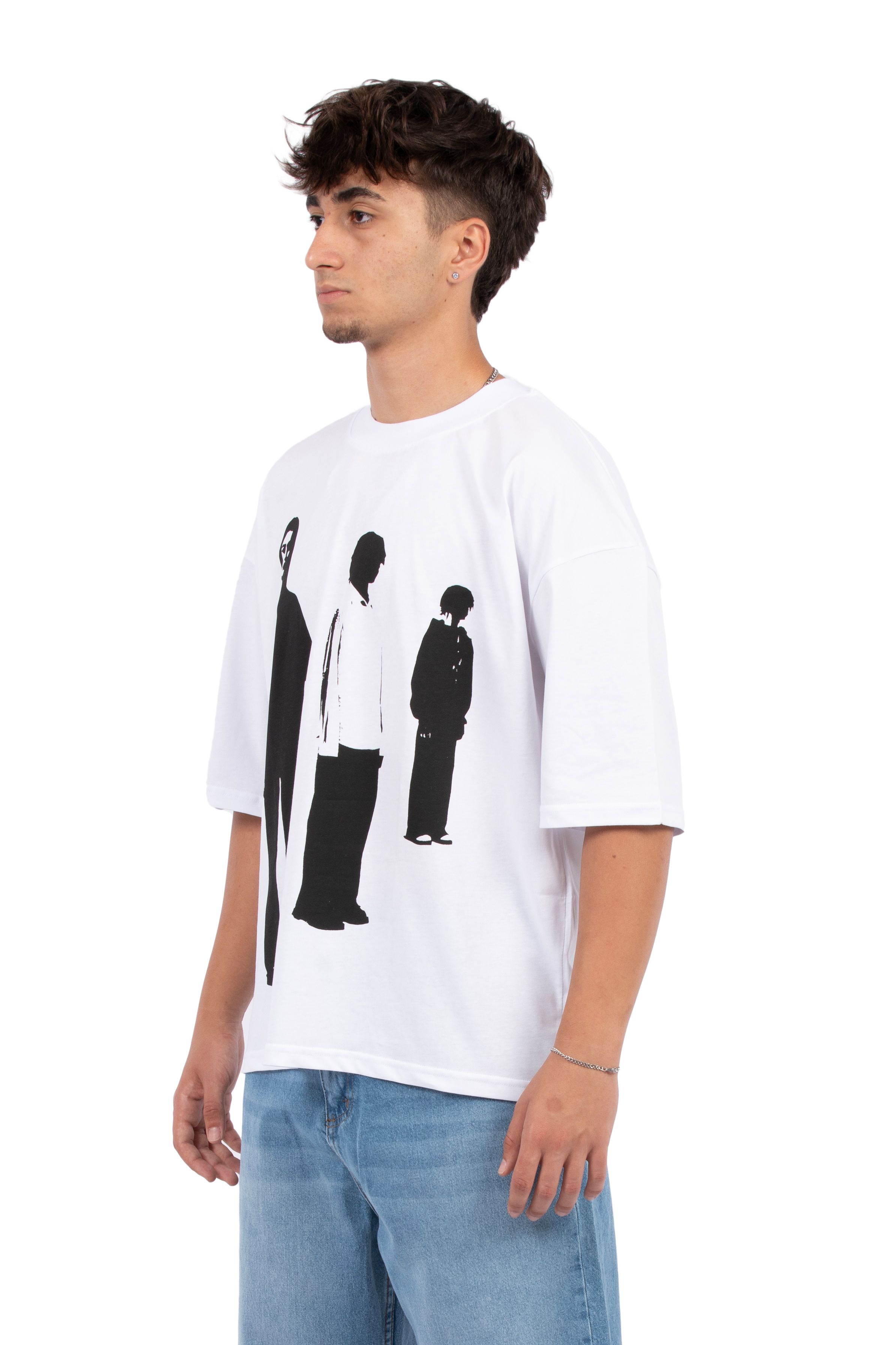 Urban Silence Baskılı Oversize Tişört - Beyaz