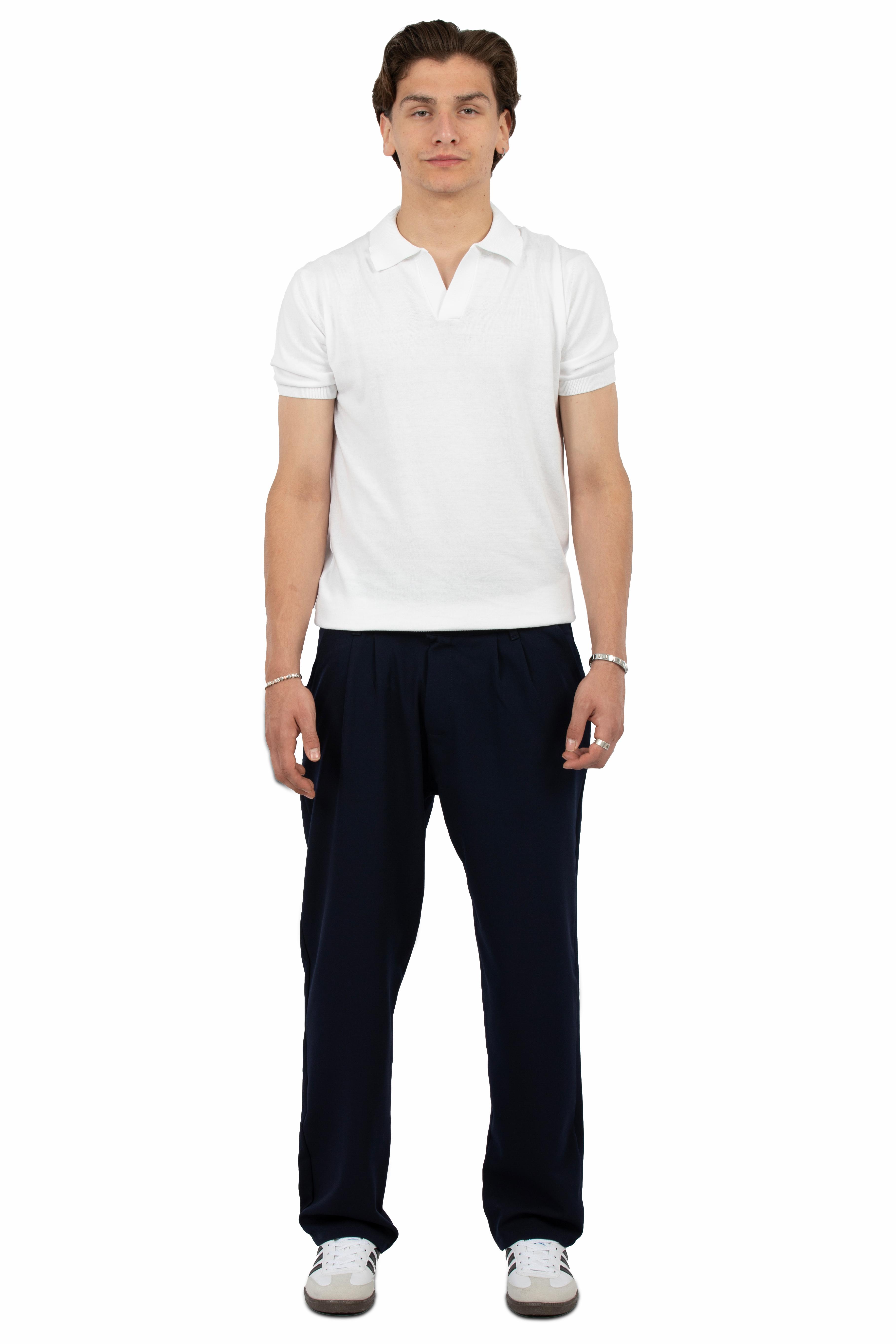 Relaxed Fit Triko Polo Yaka Tişört - Beyaz