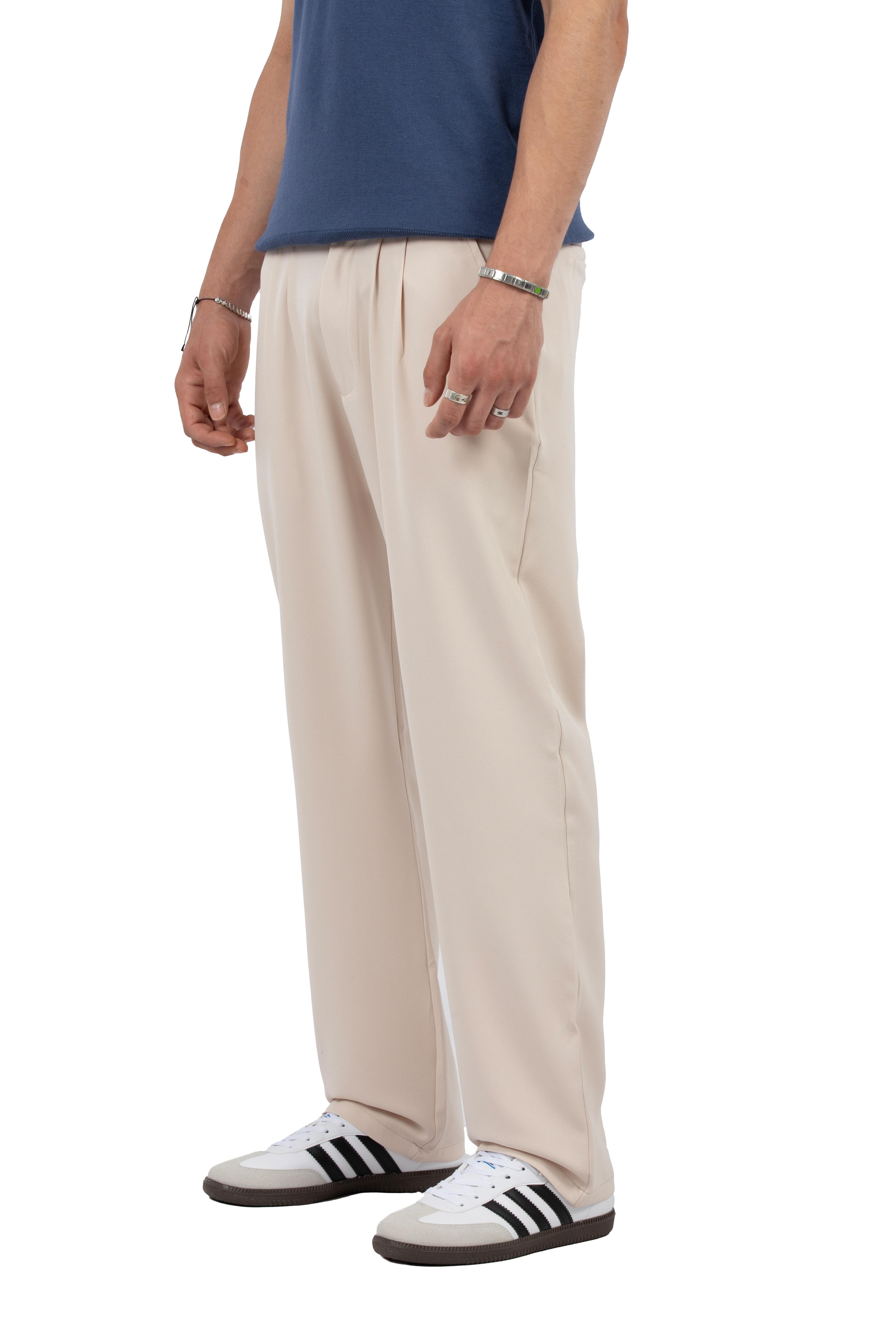 Relax Fit Pileli Basic Kumaş Pantolon - Bej