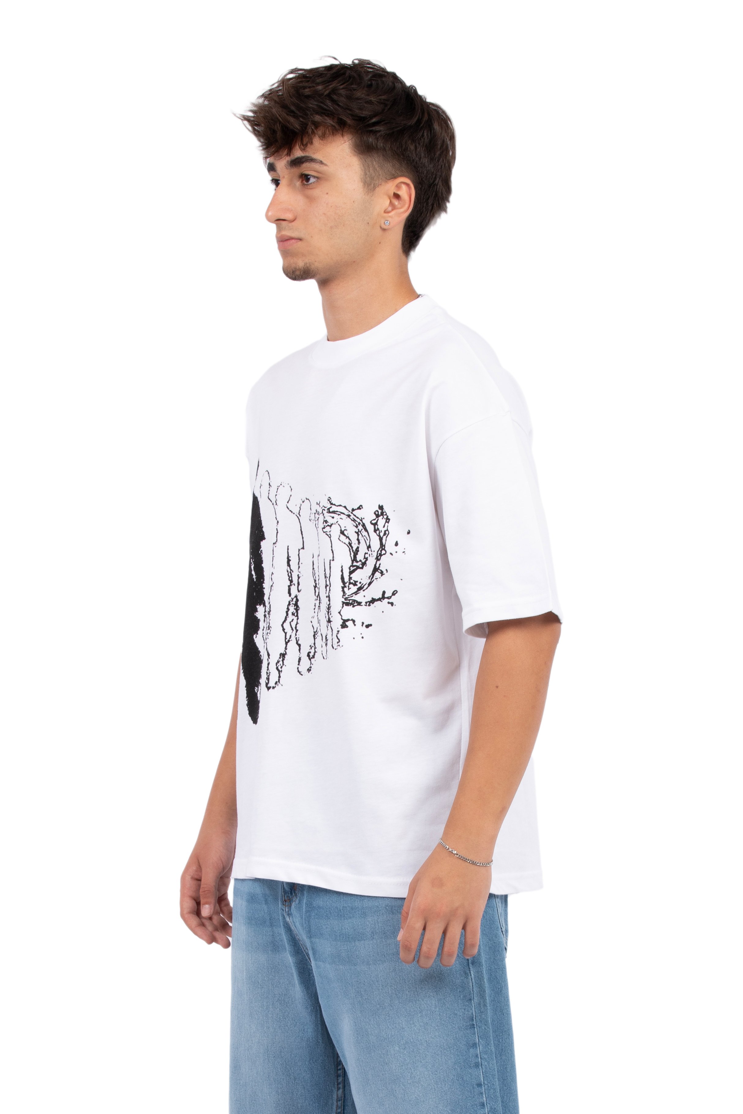 Souls Baskılı Oversize Tişört - Beyaz