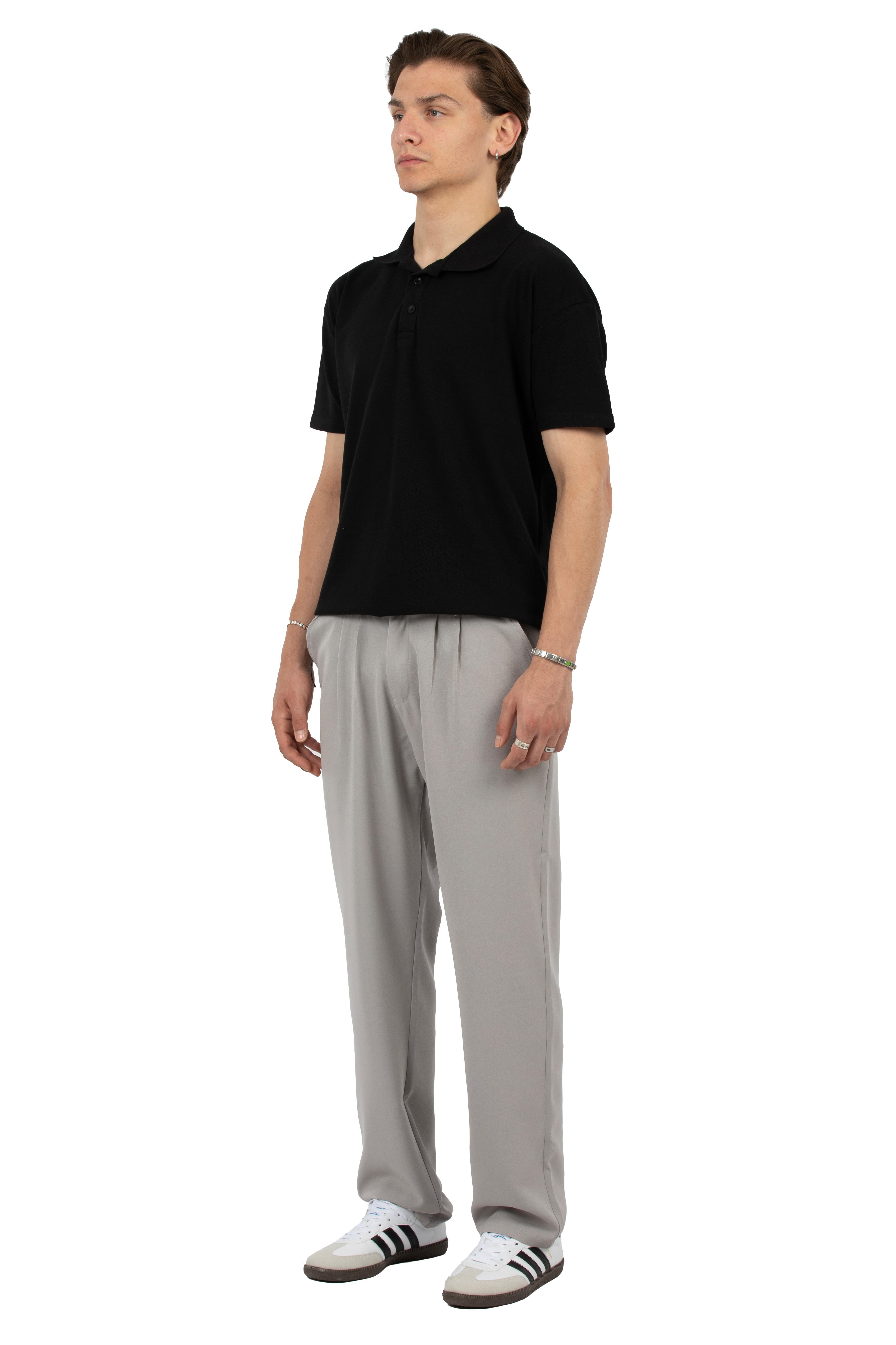 Relax Fit Pileli Basic Kumaş Pantolon - Gri