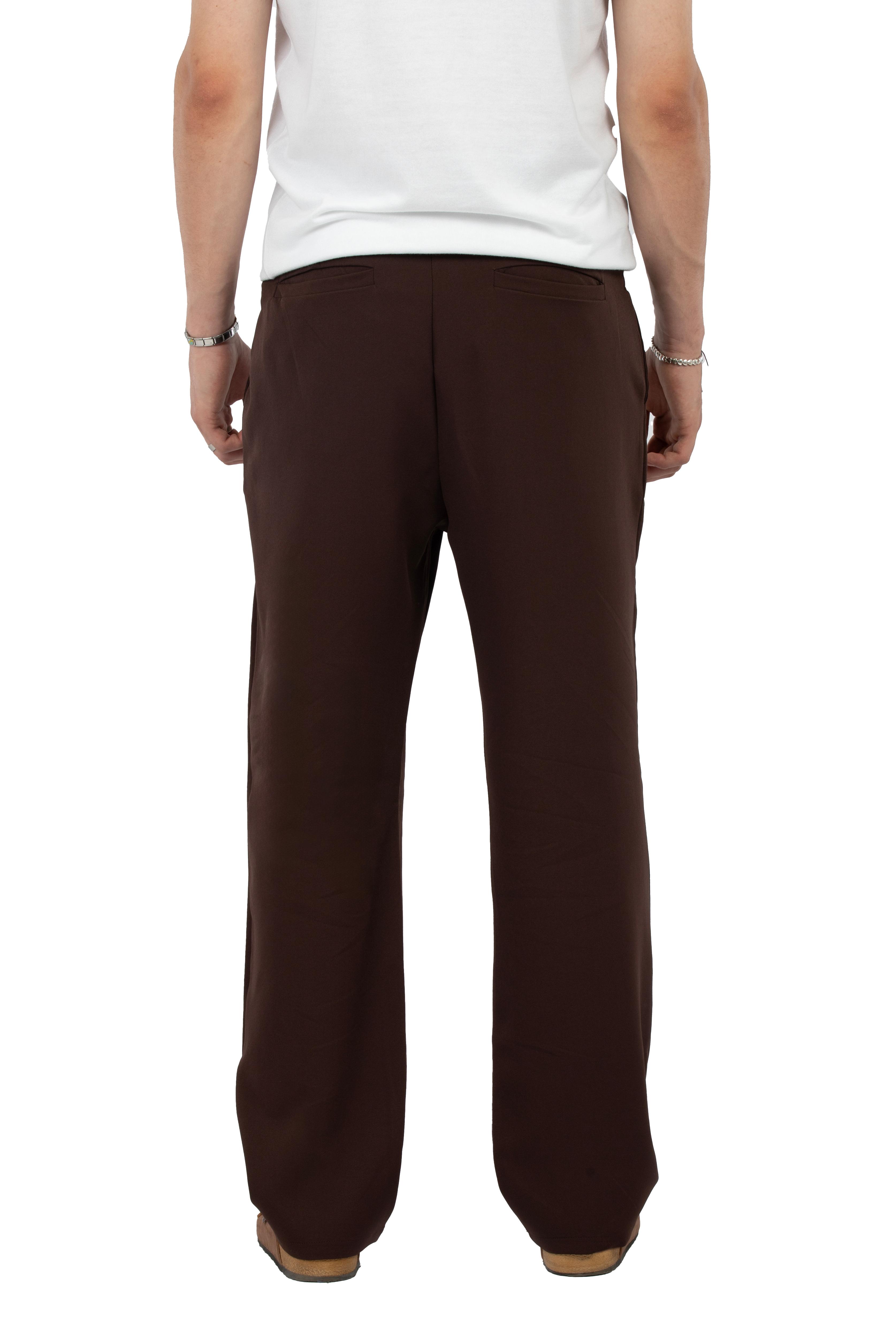Relax Fit Pileli Basic Kumaş Pantolon - Kahverengi